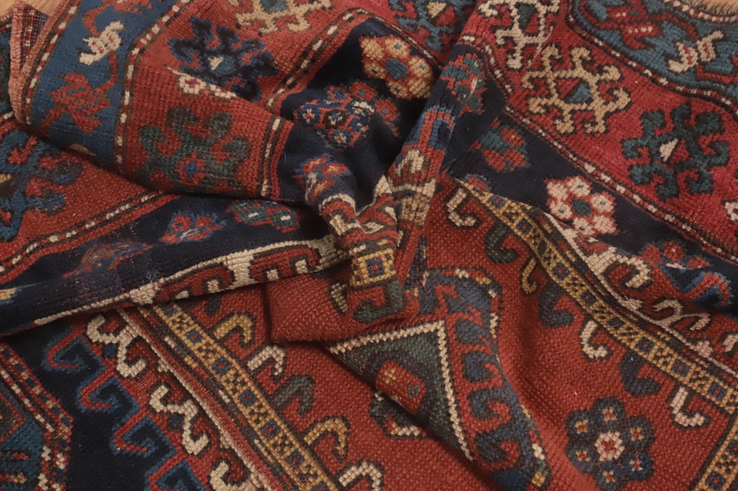Pre-1900 Antique Kazak Vegetable Dye Area Rug 5x9