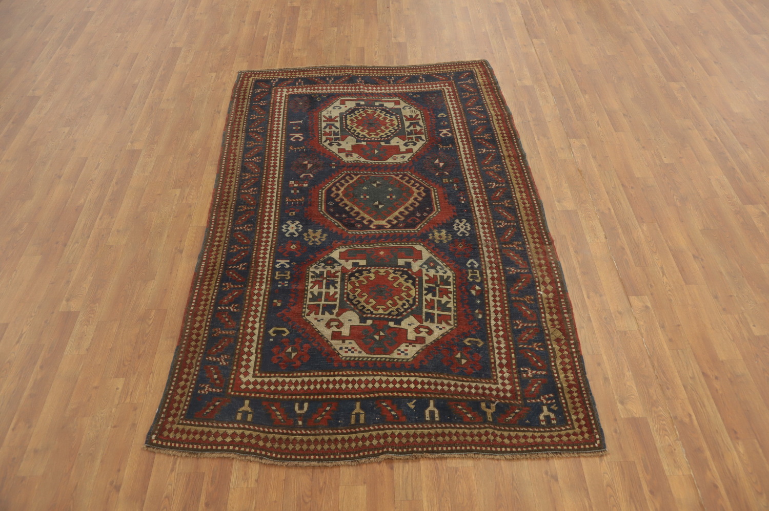 Pre-1900 Antique Kazak Vegetable Dye Area Rug 5x8