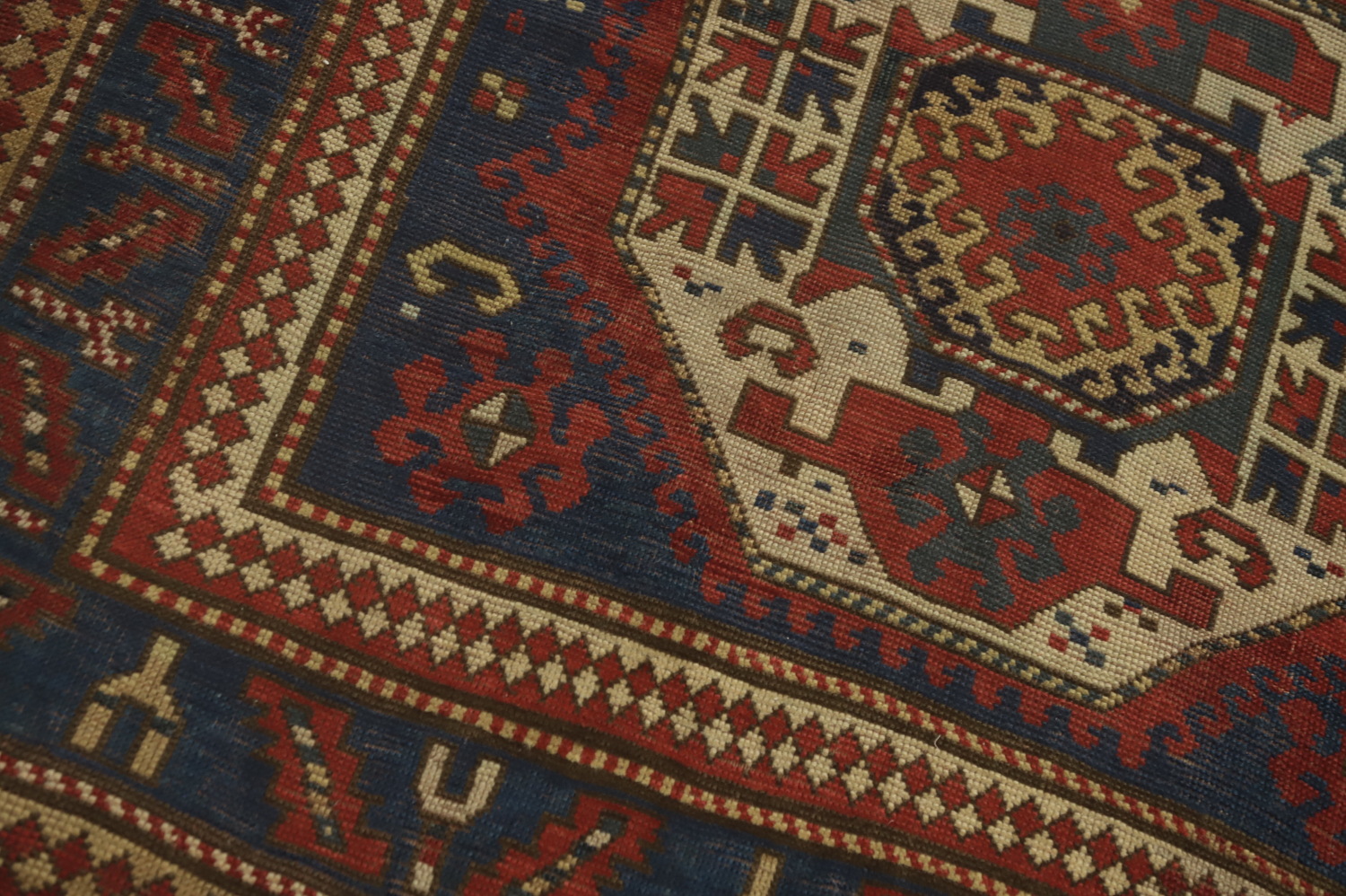Pre-1900 Antique Kazak Vegetable Dye Area Rug 5x8