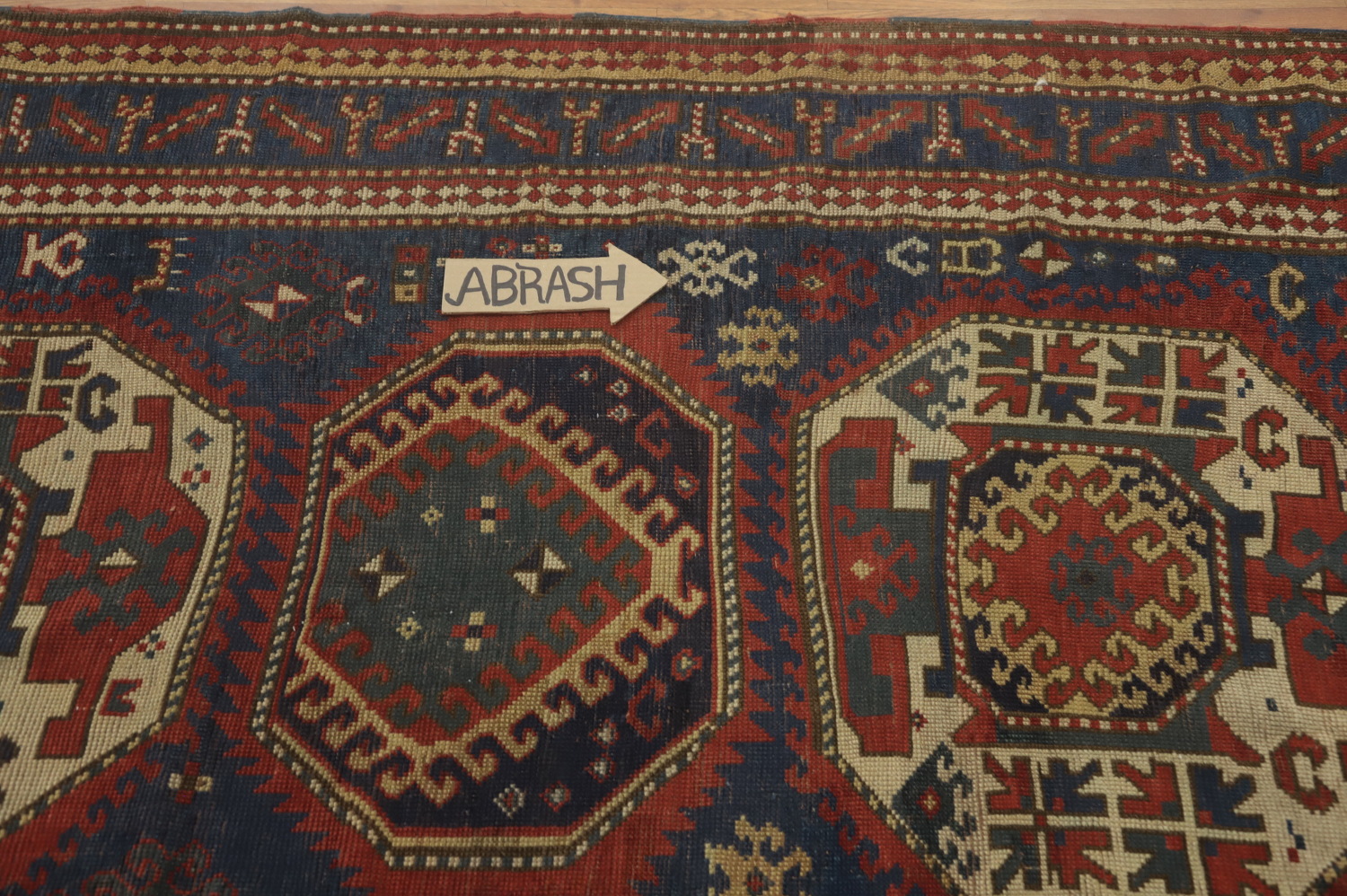 Pre-1900 Antique Kazak Vegetable Dye Area Rug 5x8