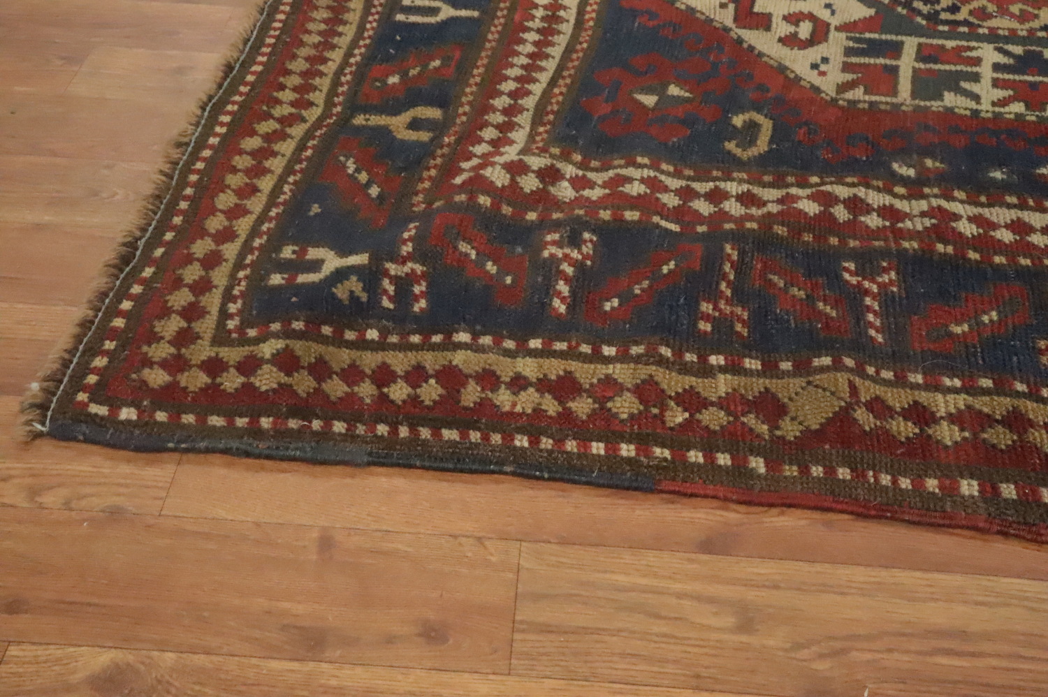 Pre-1900 Antique Kazak Vegetable Dye Area Rug 5x8