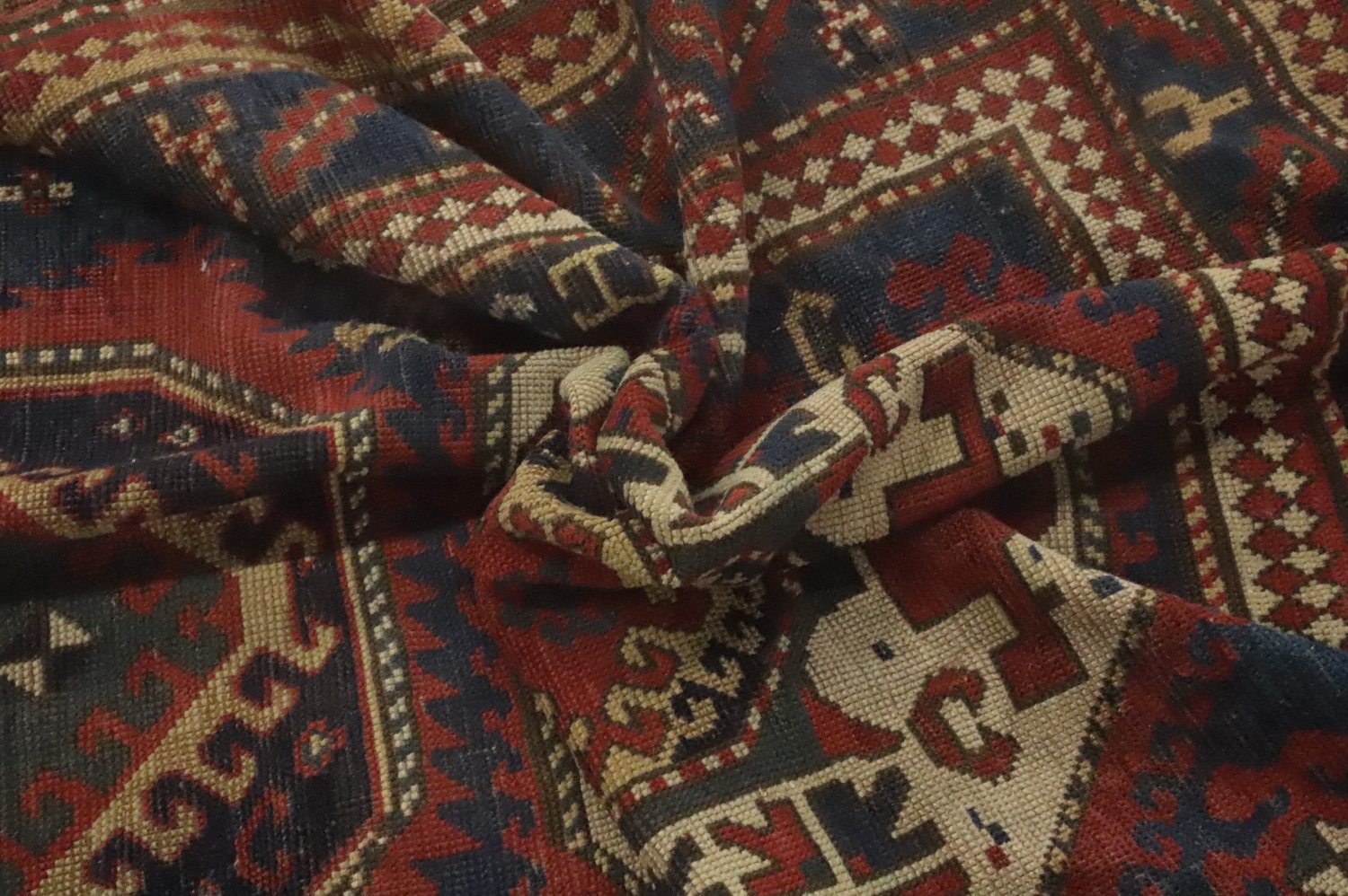 Pre-1900 Antique Kazak Vegetable Dye Area Rug 5x8