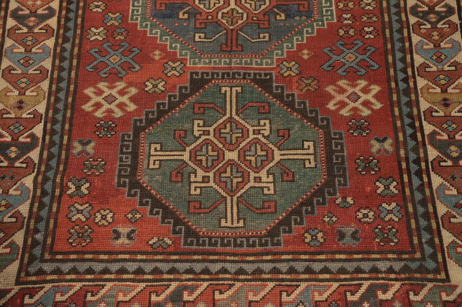 Pre-1900 Antique Kazak Vegetable Dye Rug 4x5