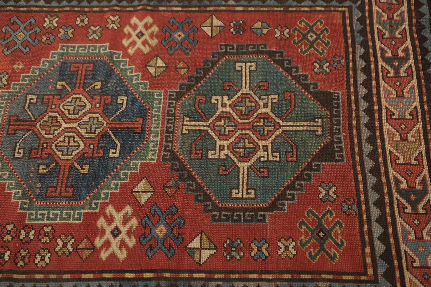 Pre-1900 Antique Kazak Vegetable Dye Rug 4x5