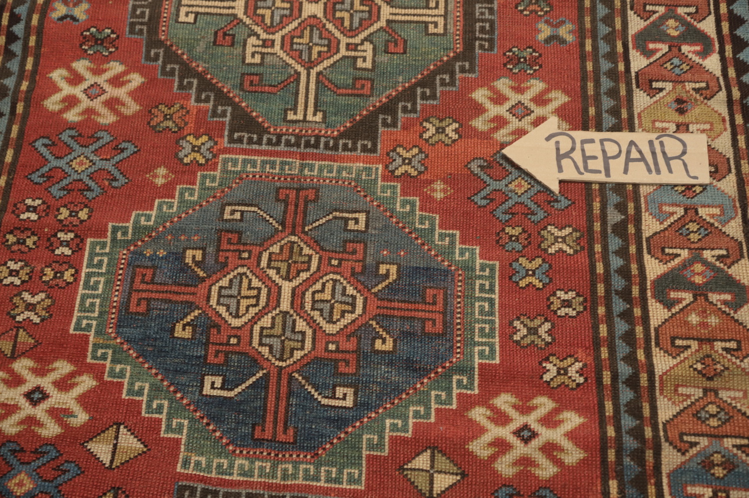 Pre-1900 Antique Kazak Vegetable Dye Rug 4x5