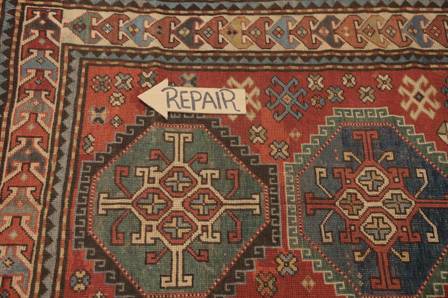 Pre-1900 Antique Kazak Vegetable Dye Rug 4x5