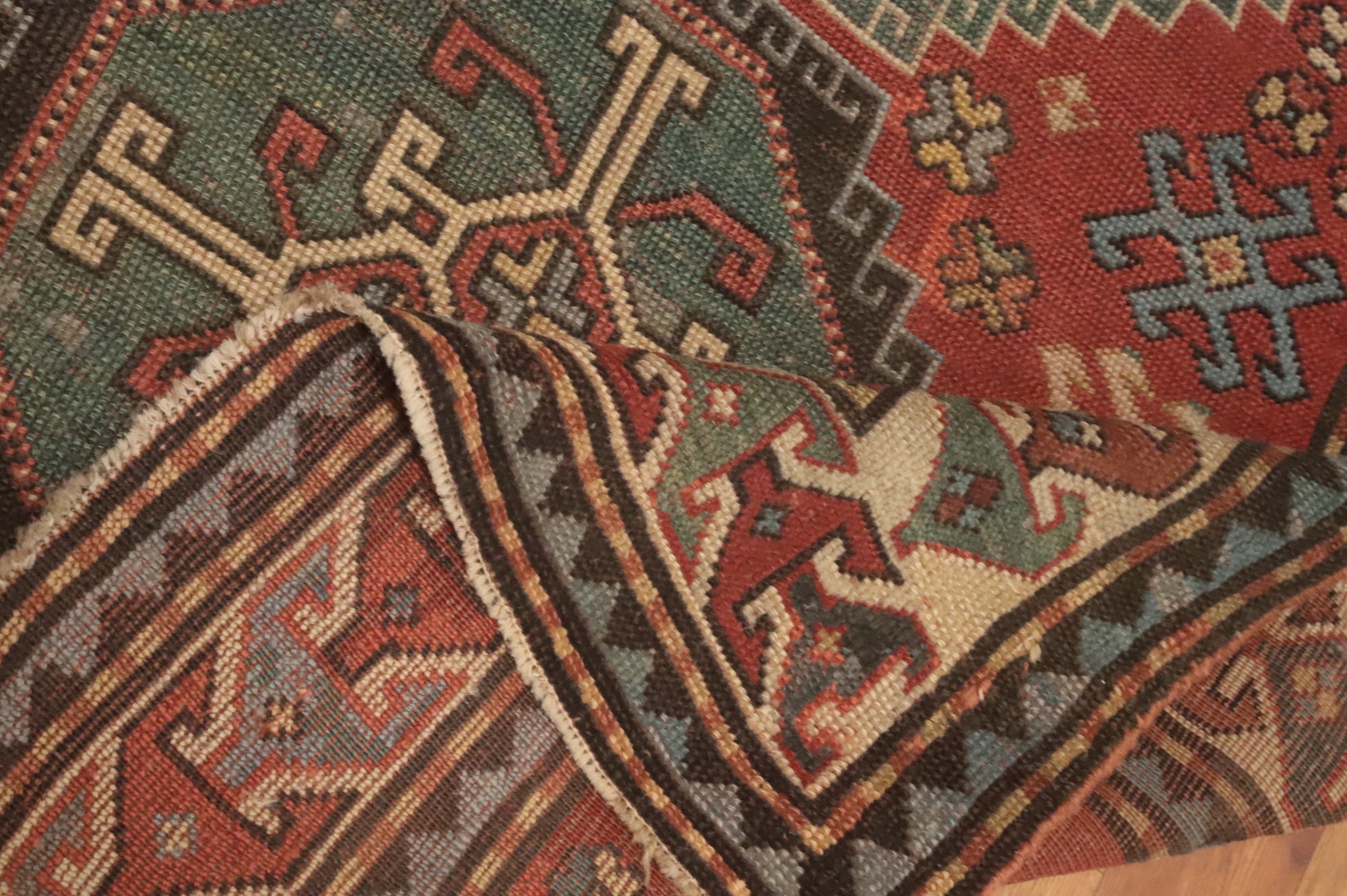 Pre-1900 Antique Kazak Vegetable Dye Rug 4x5