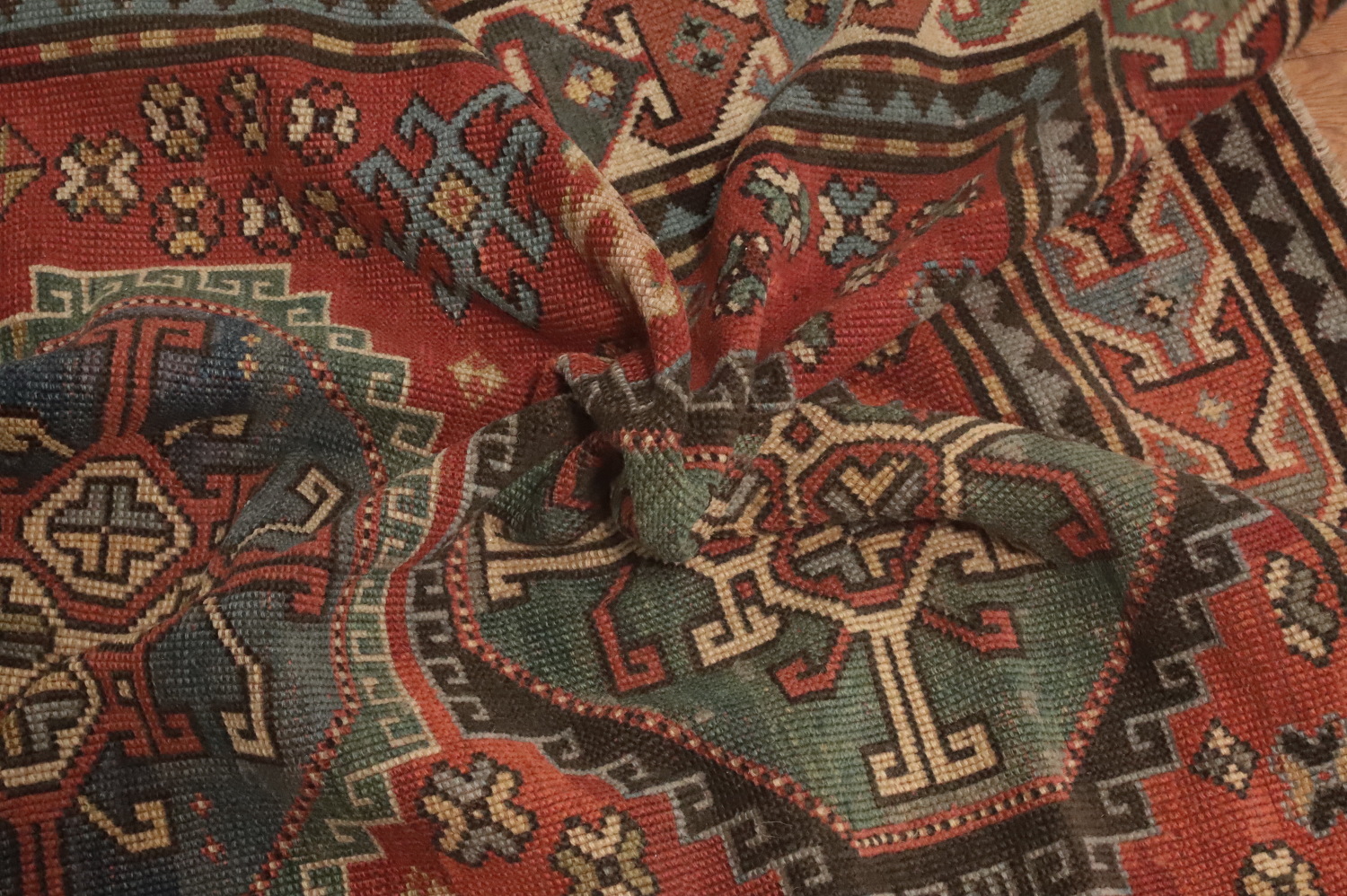 Pre-1900 Antique Kazak Vegetable Dye Rug 4x5
