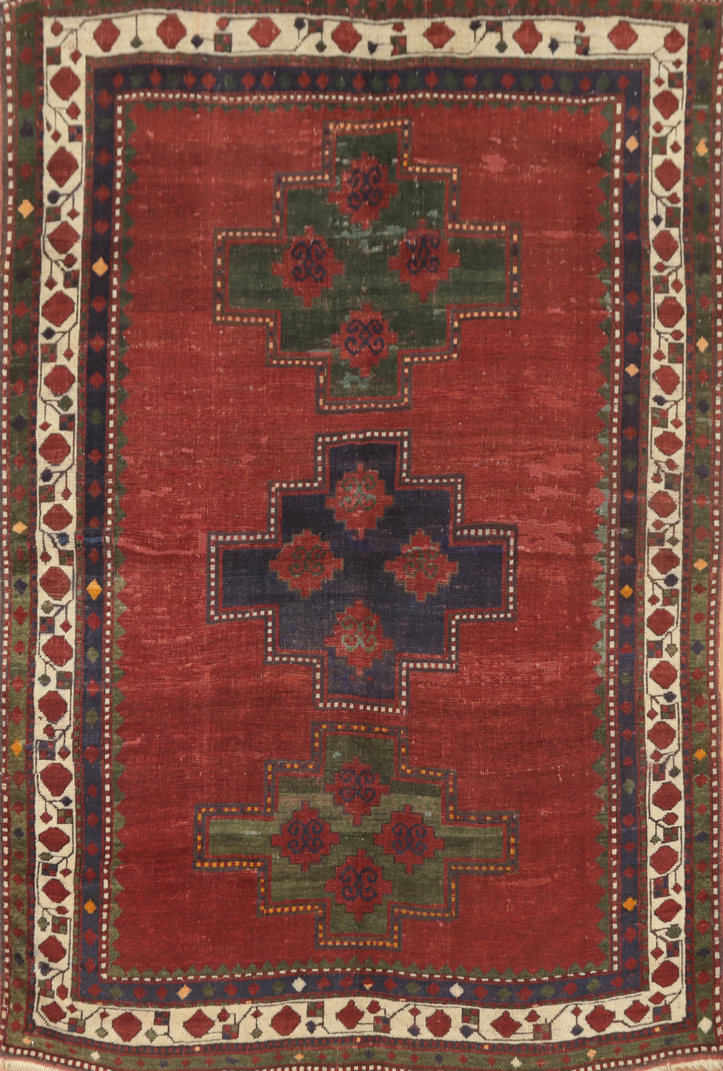 Pre-1900 Antique Kazak Vegetable Dye Rug 5x7