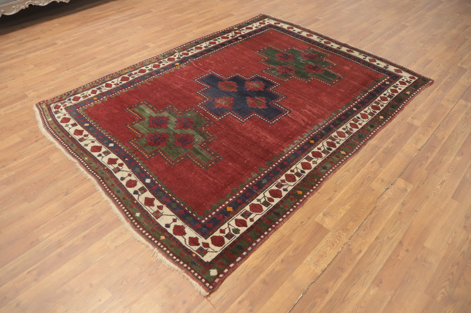 Pre-1900 Antique Kazak Vegetable Dye Rug 5x7