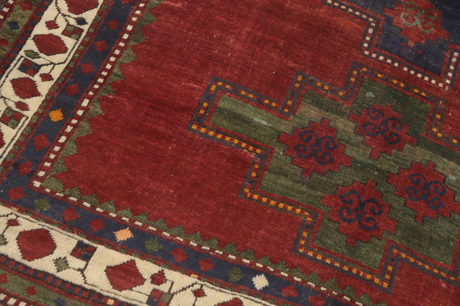 Pre-1900 Antique Kazak Vegetable Dye Rug 5x7