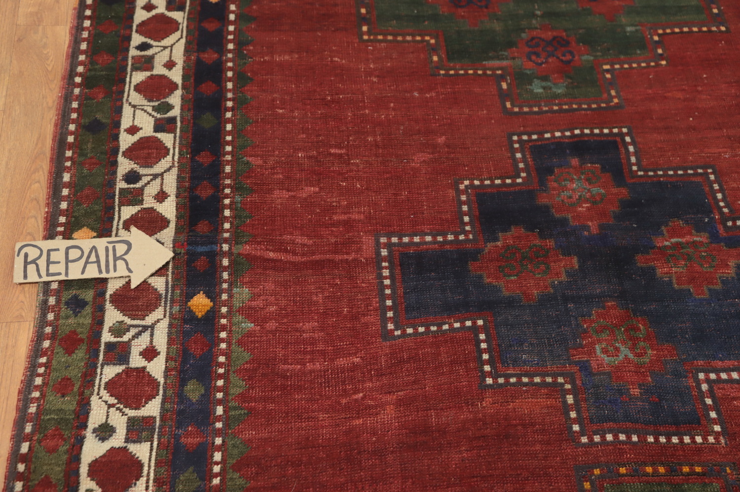 Pre-1900 Antique Kazak Vegetable Dye Rug 5x7
