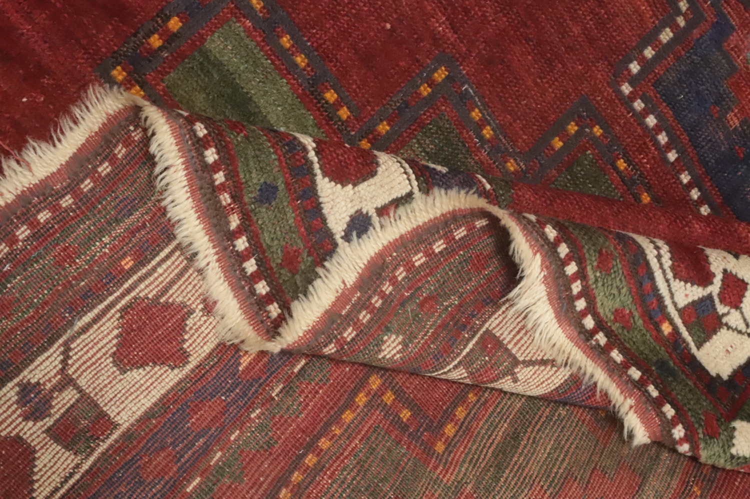 Pre-1900 Antique Kazak Vegetable Dye Rug 5x7