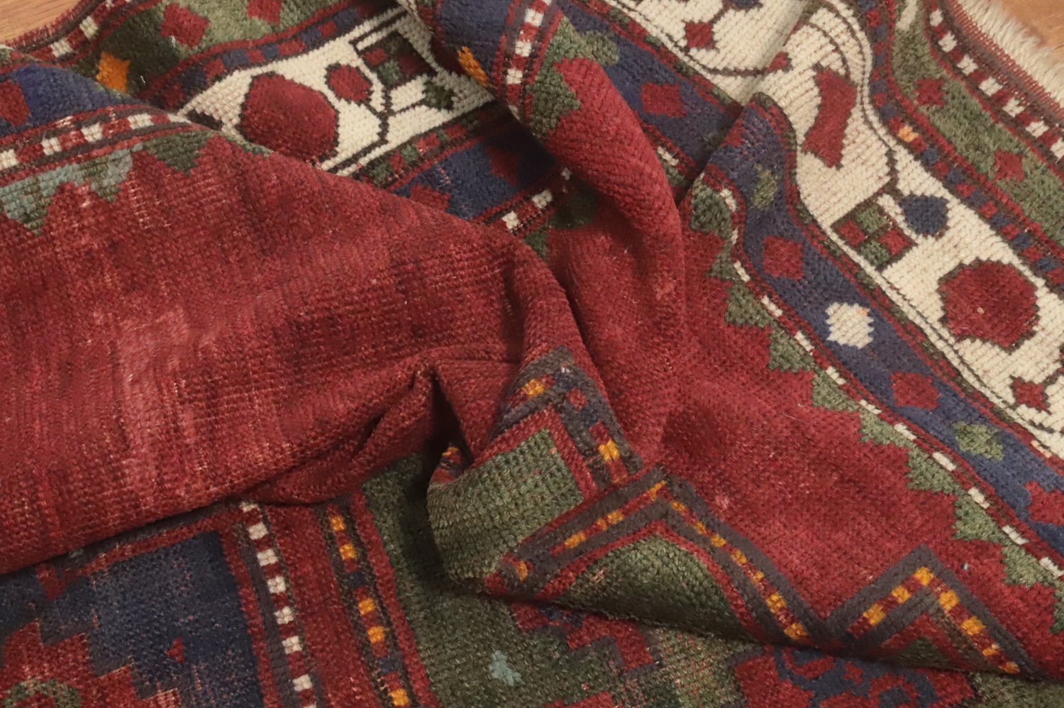 Pre-1900 Antique Kazak Vegetable Dye Rug 5x7