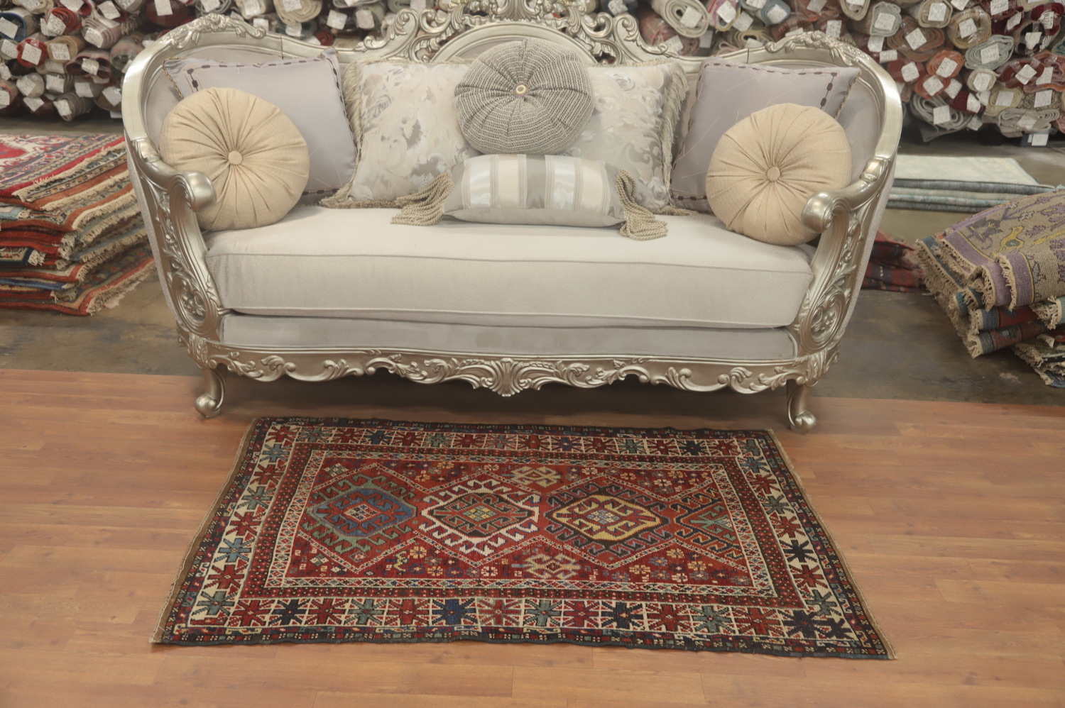 Pre-1900 Antique Kazak Vegetable Dye Rug 3x5