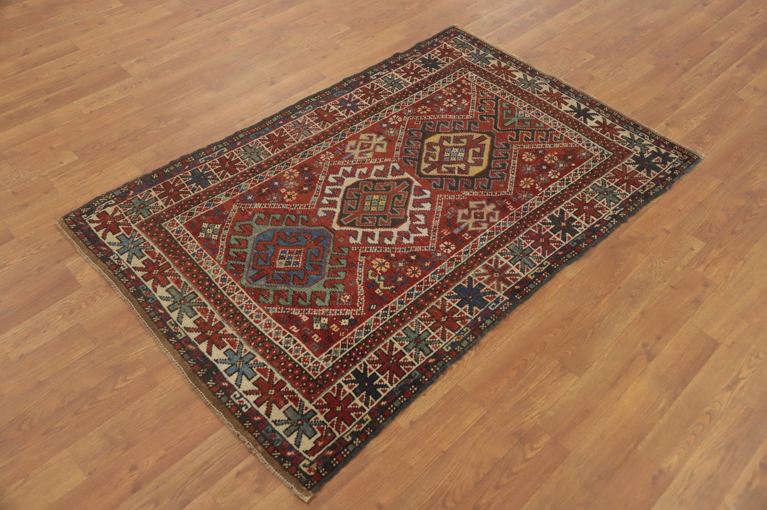 Pre-1900 Antique Kazak Vegetable Dye Rug 3x5