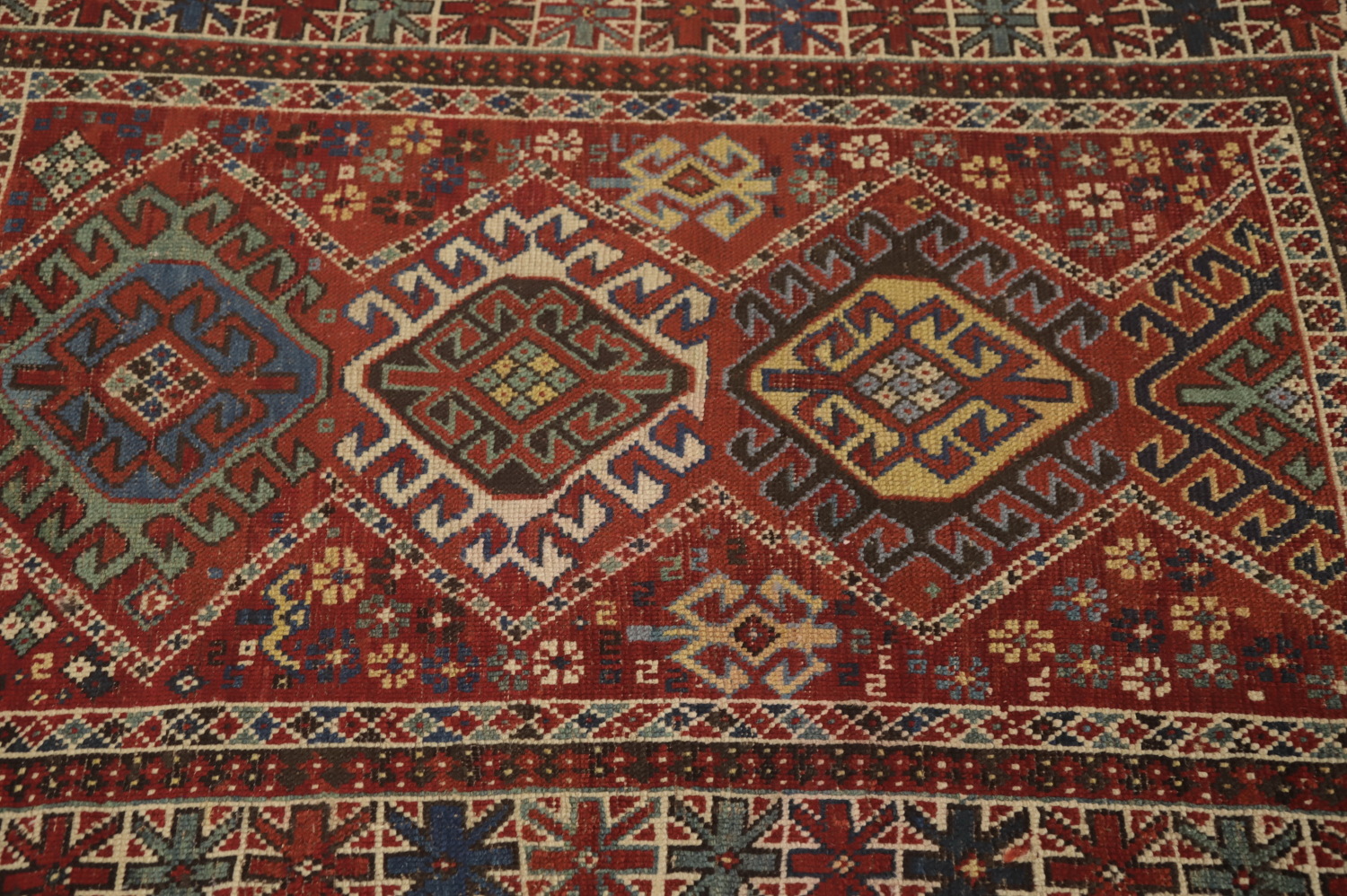 Pre-1900 Antique Kazak Vegetable Dye Rug 3x5