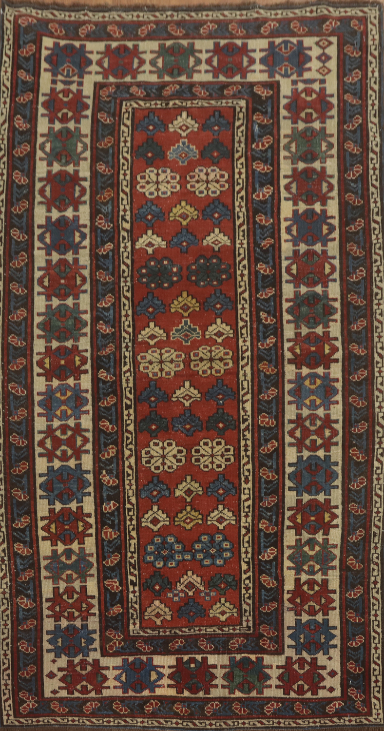 Pre-1900 Antique Kazak Vegetable Dye Rug 3x6