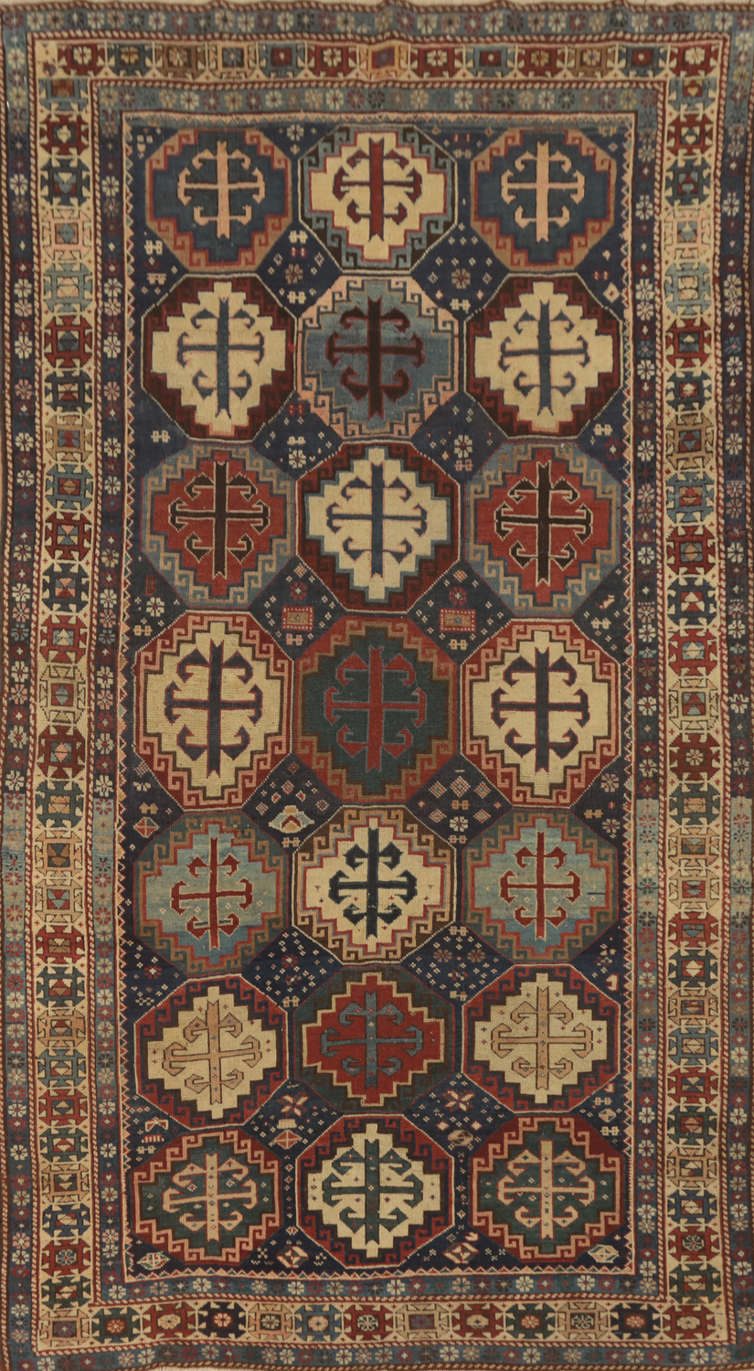 Pre-1900 Antique Kazak Vegetable Dye Rug 4x7