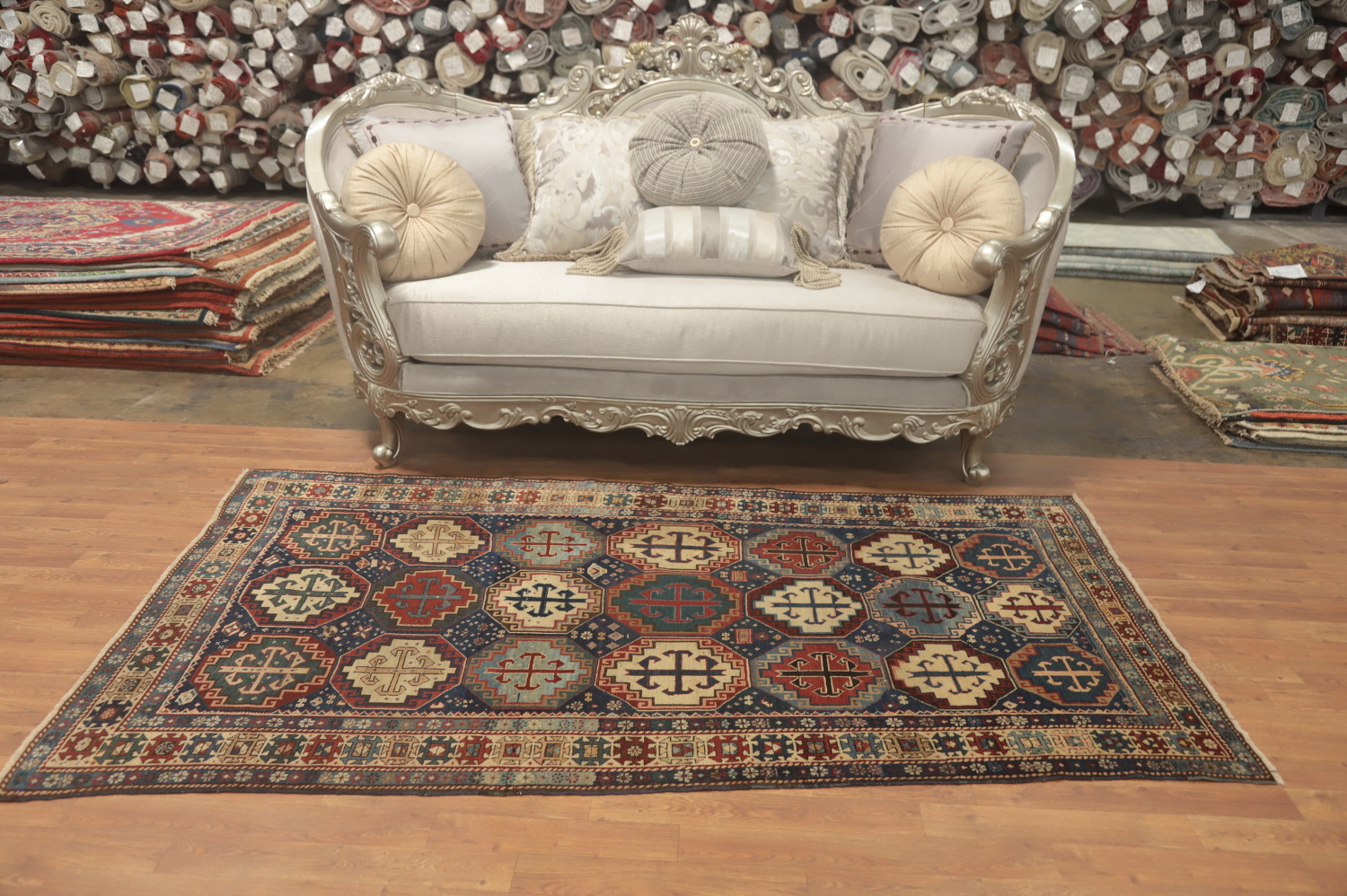 Pre-1900 Antique Kazak Vegetable Dye Rug 4x7