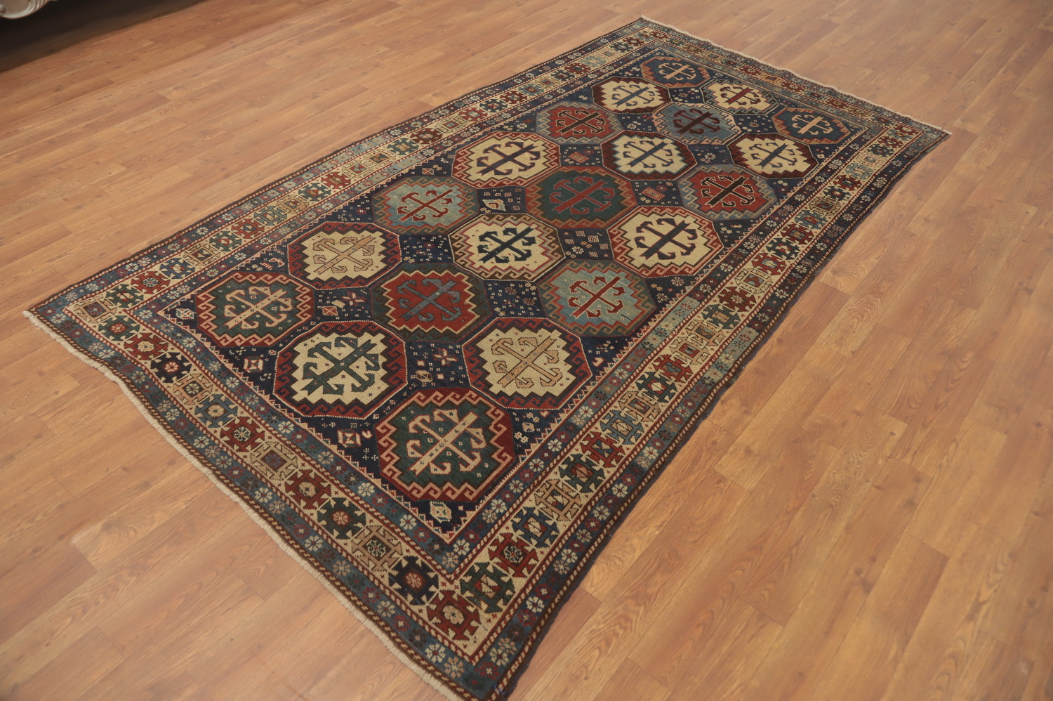 Pre-1900 Antique Kazak Vegetable Dye Rug 4x7