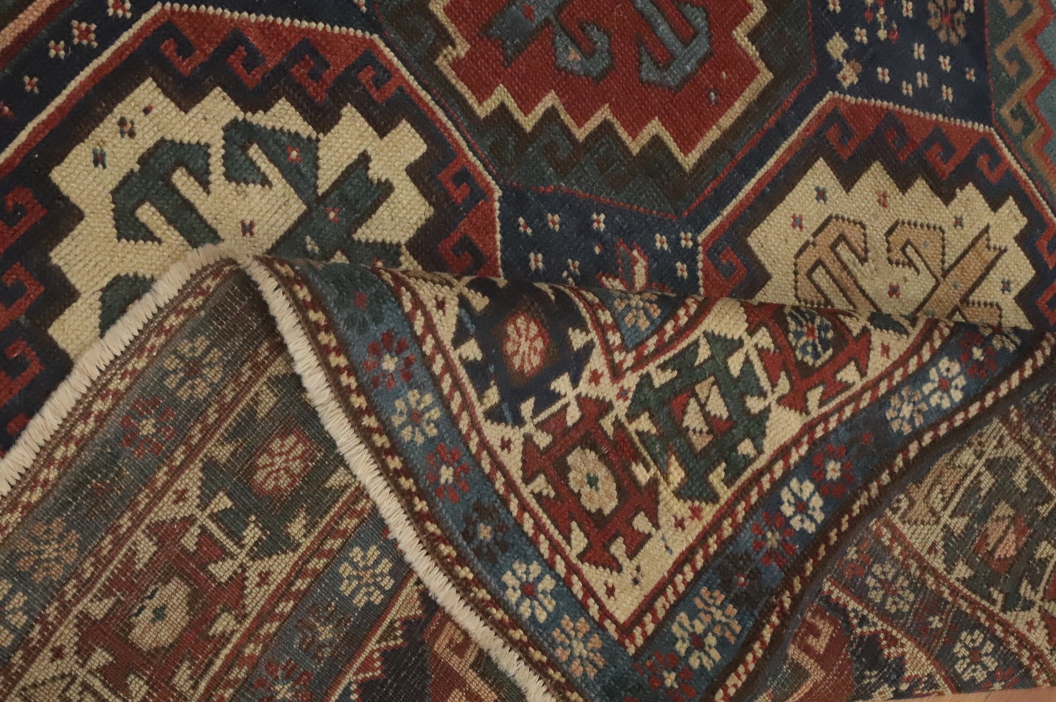 Pre-1900 Antique Kazak Vegetable Dye Rug 4x7