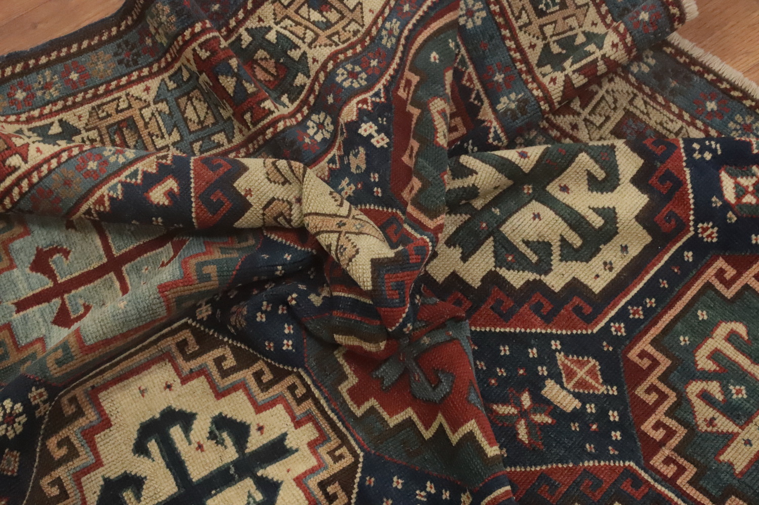 Pre-1900 Antique Kazak Vegetable Dye Rug 4x7