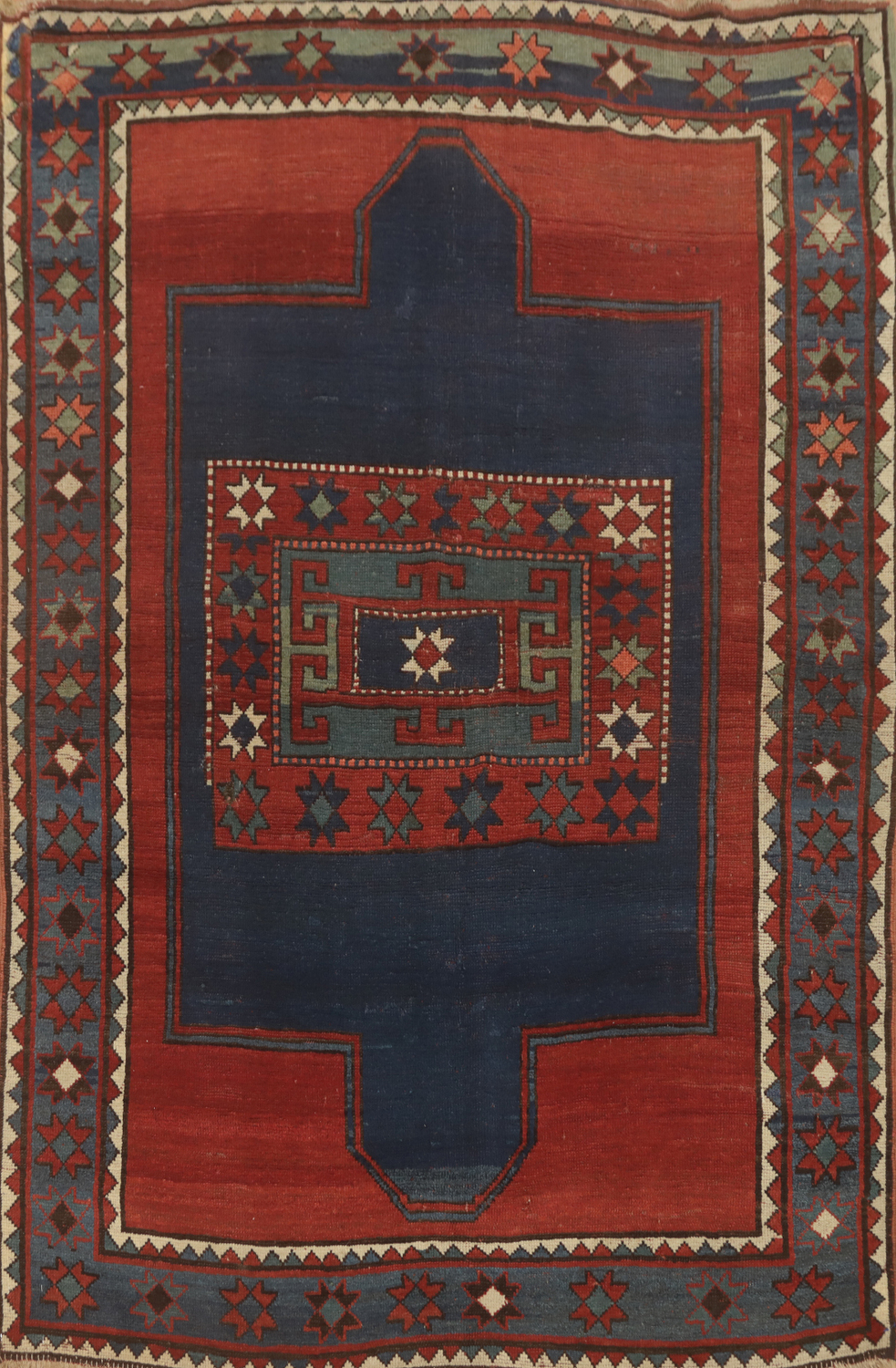 Pre-1900 Antique Kazak Vegetable Dye Rug 5x7