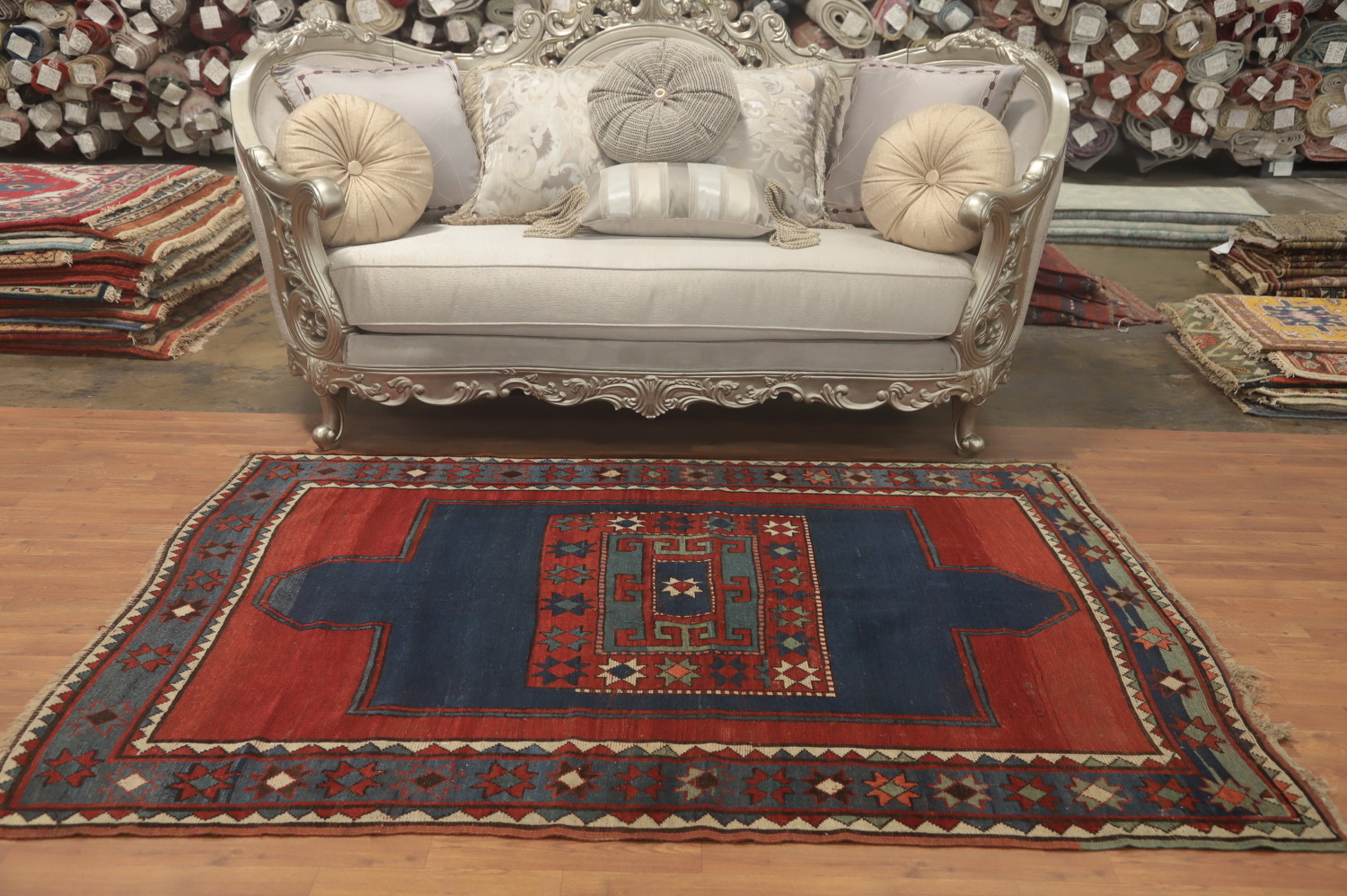 Pre-1900 Antique Kazak Vegetable Dye Rug 5x7
