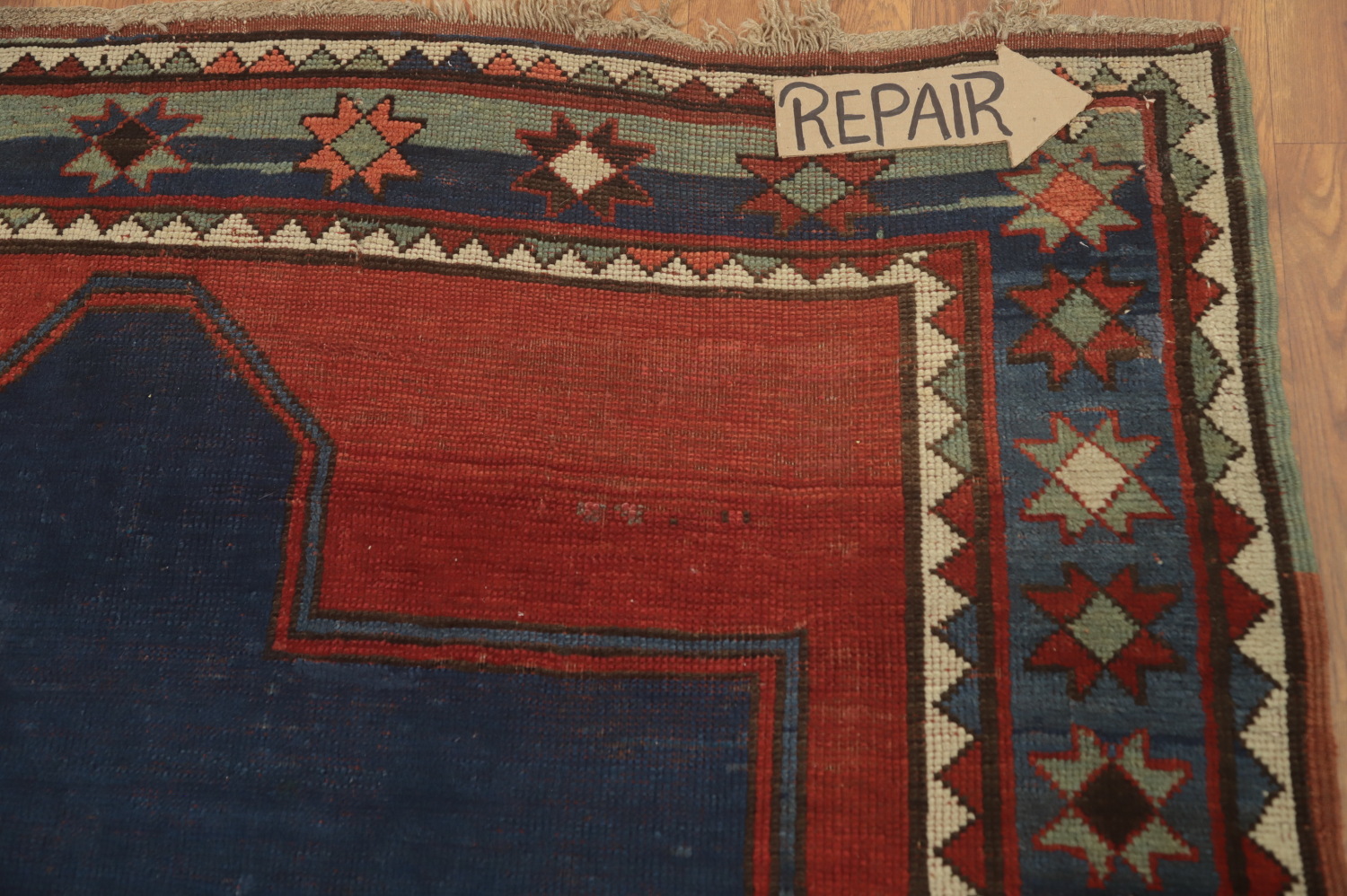 Pre-1900 Antique Kazak Vegetable Dye Rug 5x7