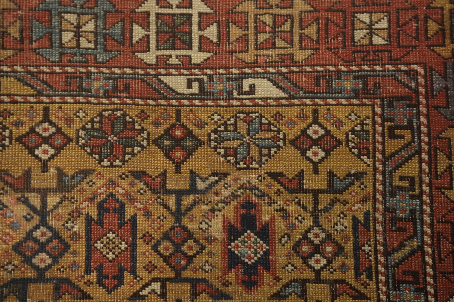 Pre-1900 Antique Kazak Vegetable Dye Rug 4x5