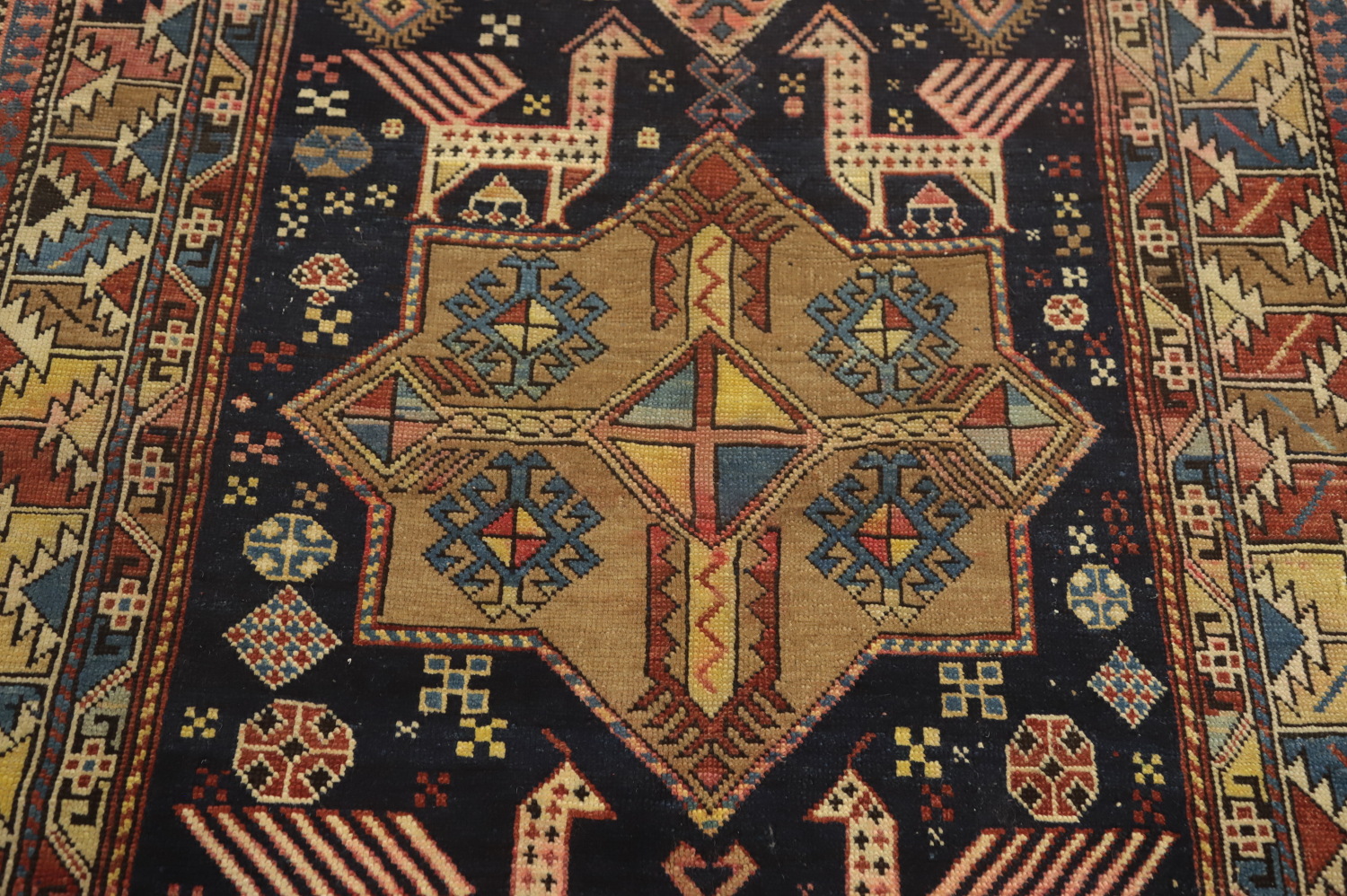 Pre-1900 Antique Kazak Vegetable Dye Rug 4x8