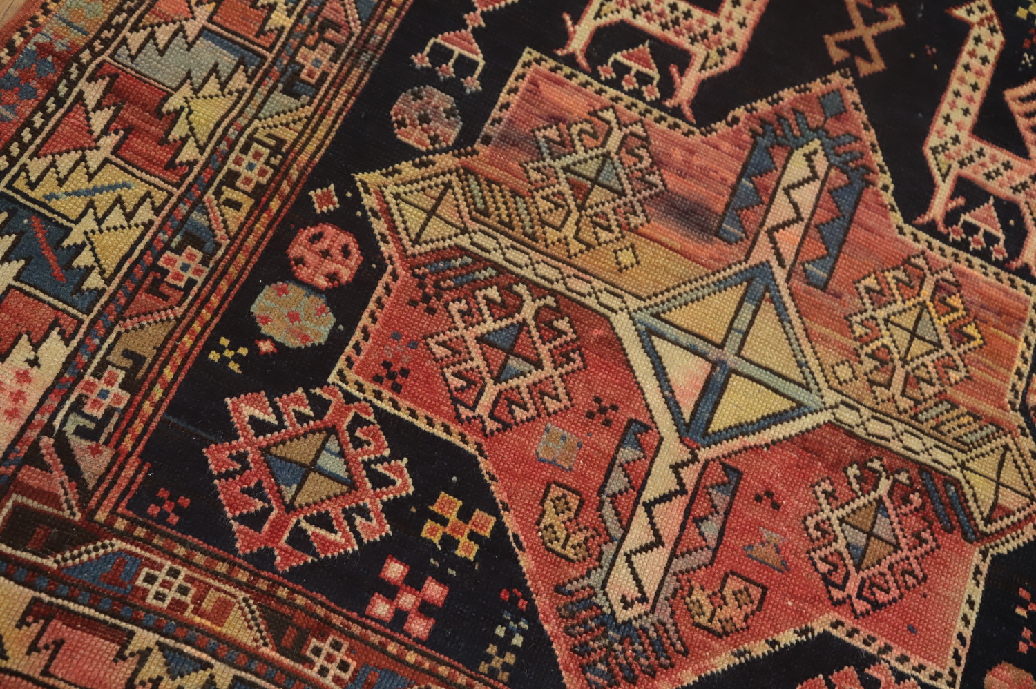 Pre-1900 Antique Kazak Vegetable Dye Rug 4x8