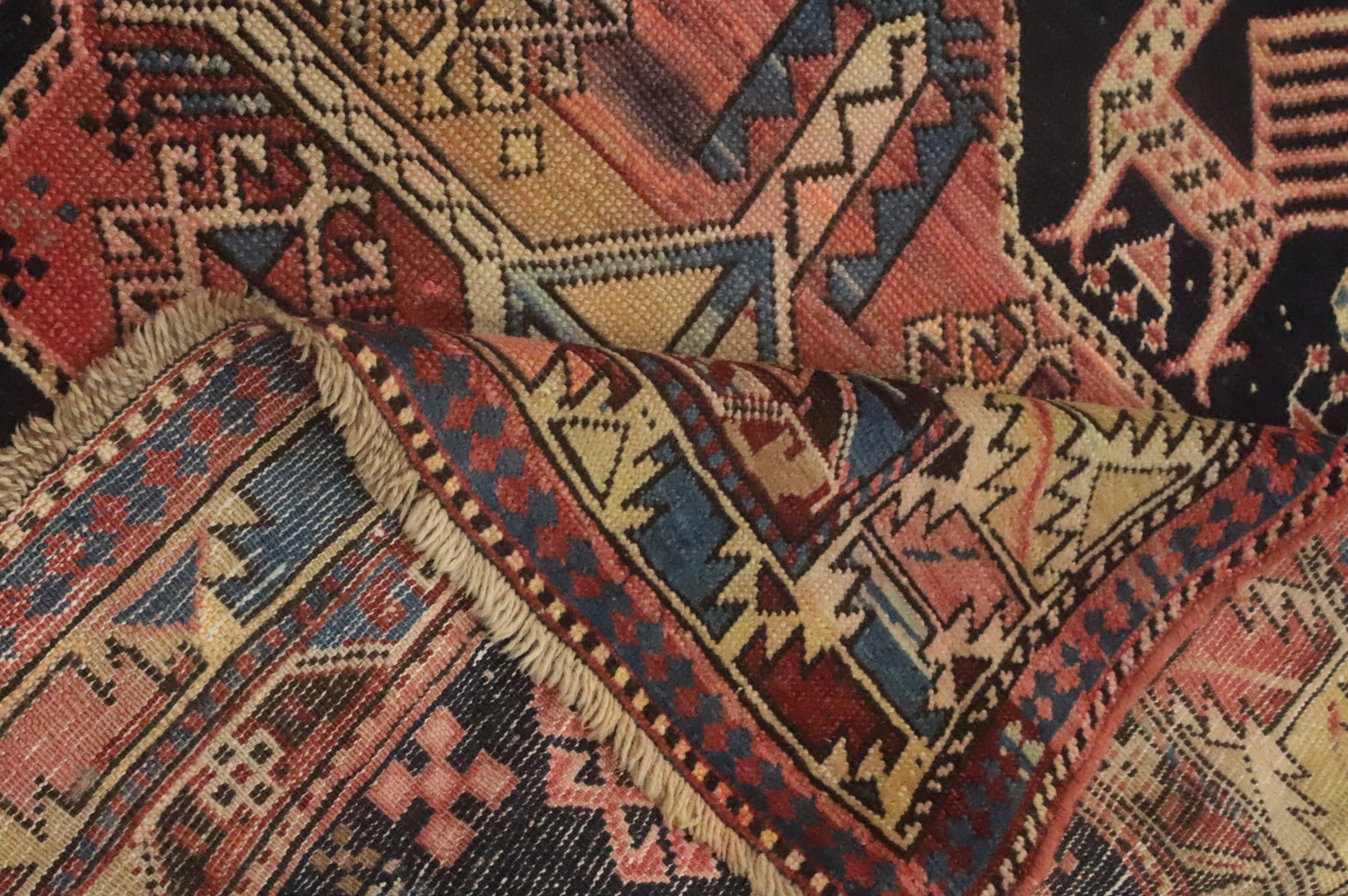 Pre-1900 Antique Kazak Vegetable Dye Rug 4x8