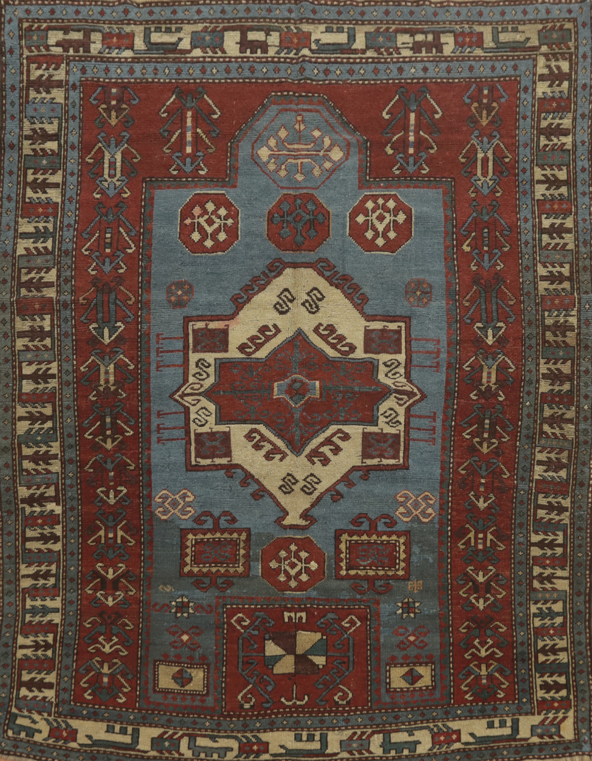 Pre-1900 Antique Kazak Vegetable Dye Rug 5x6