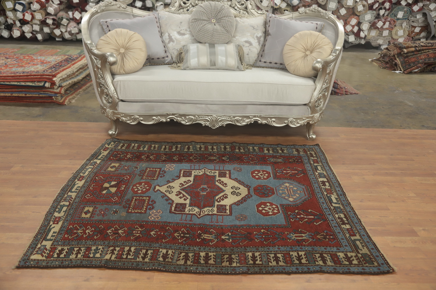 Pre-1900 Antique Kazak Vegetable Dye Rug 5x6