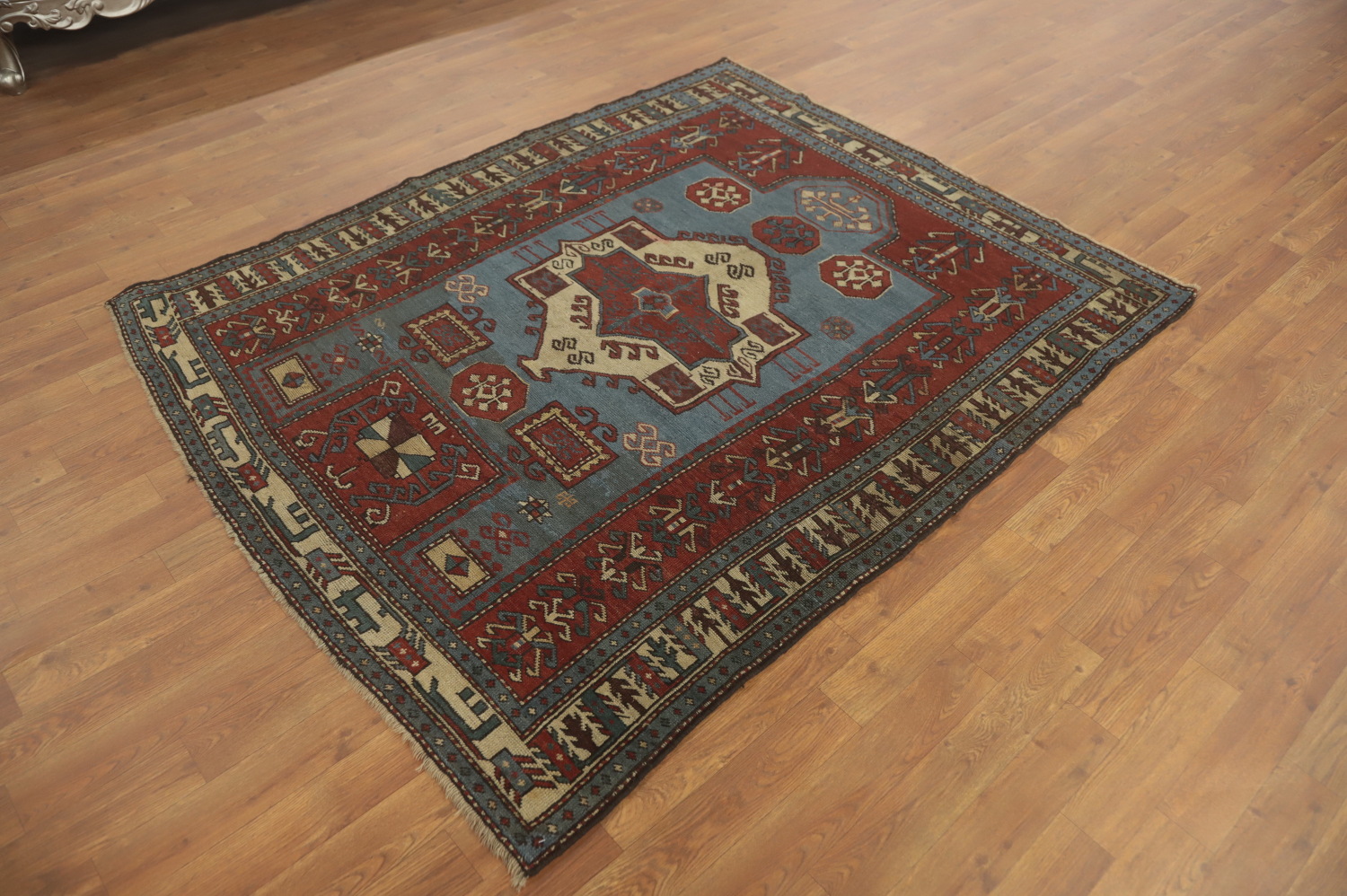 Pre-1900 Antique Kazak Vegetable Dye Rug 5x6