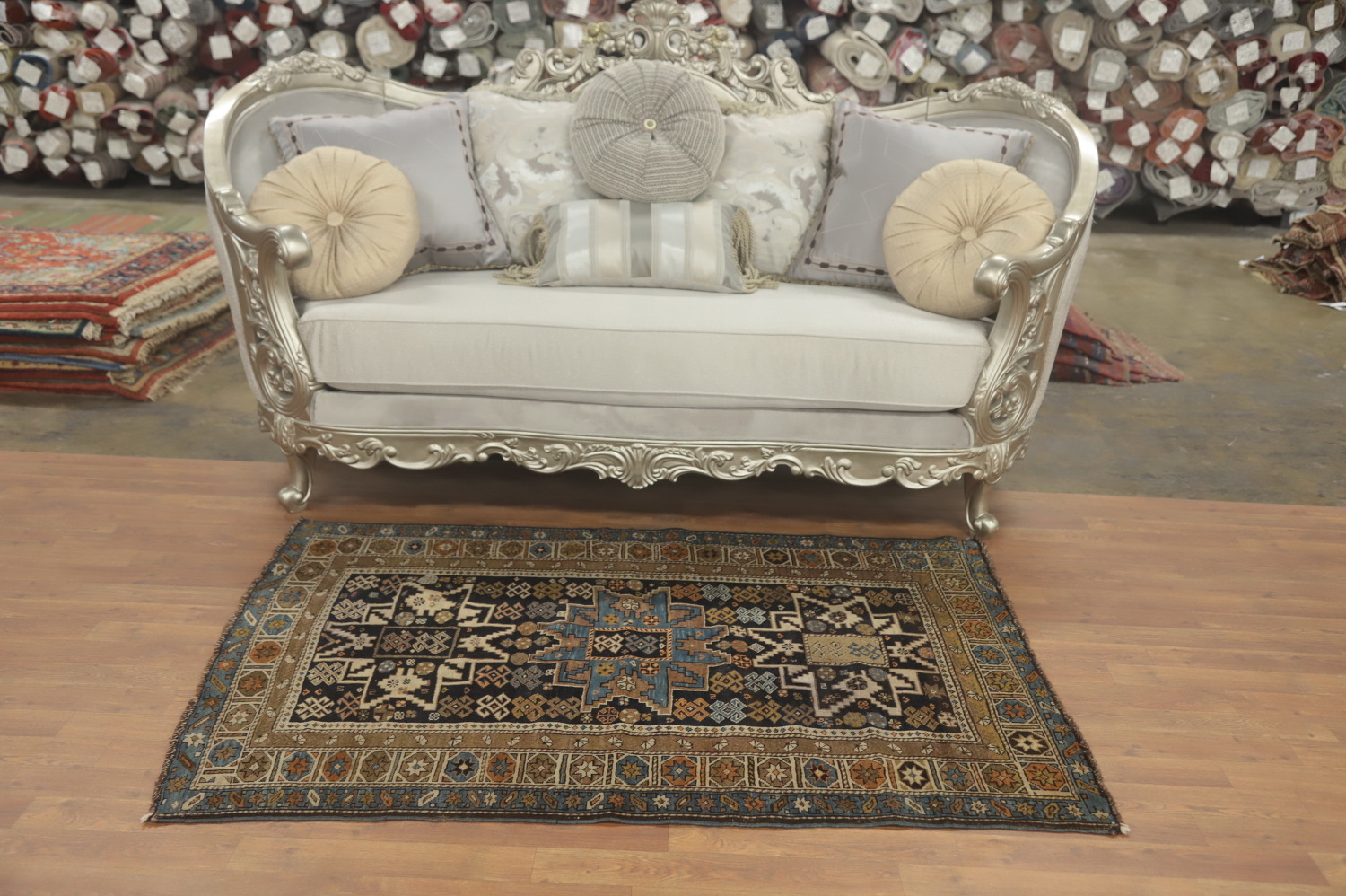 Pre-1900 Antique Shirvan Vegetable Dye Rug 4x5