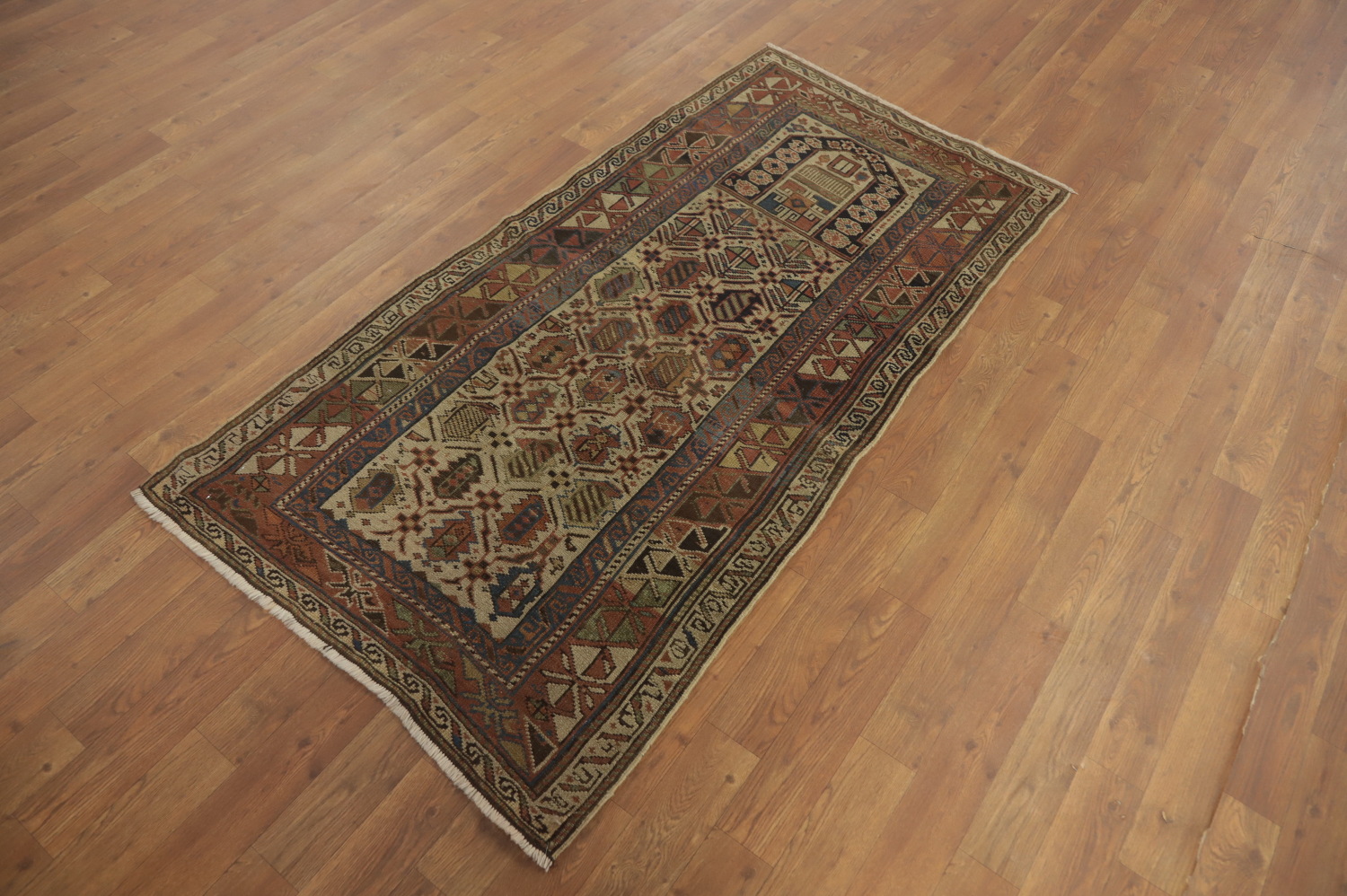 Pre-1900 Antique Kazak Vegetable Dye Rug 3x5