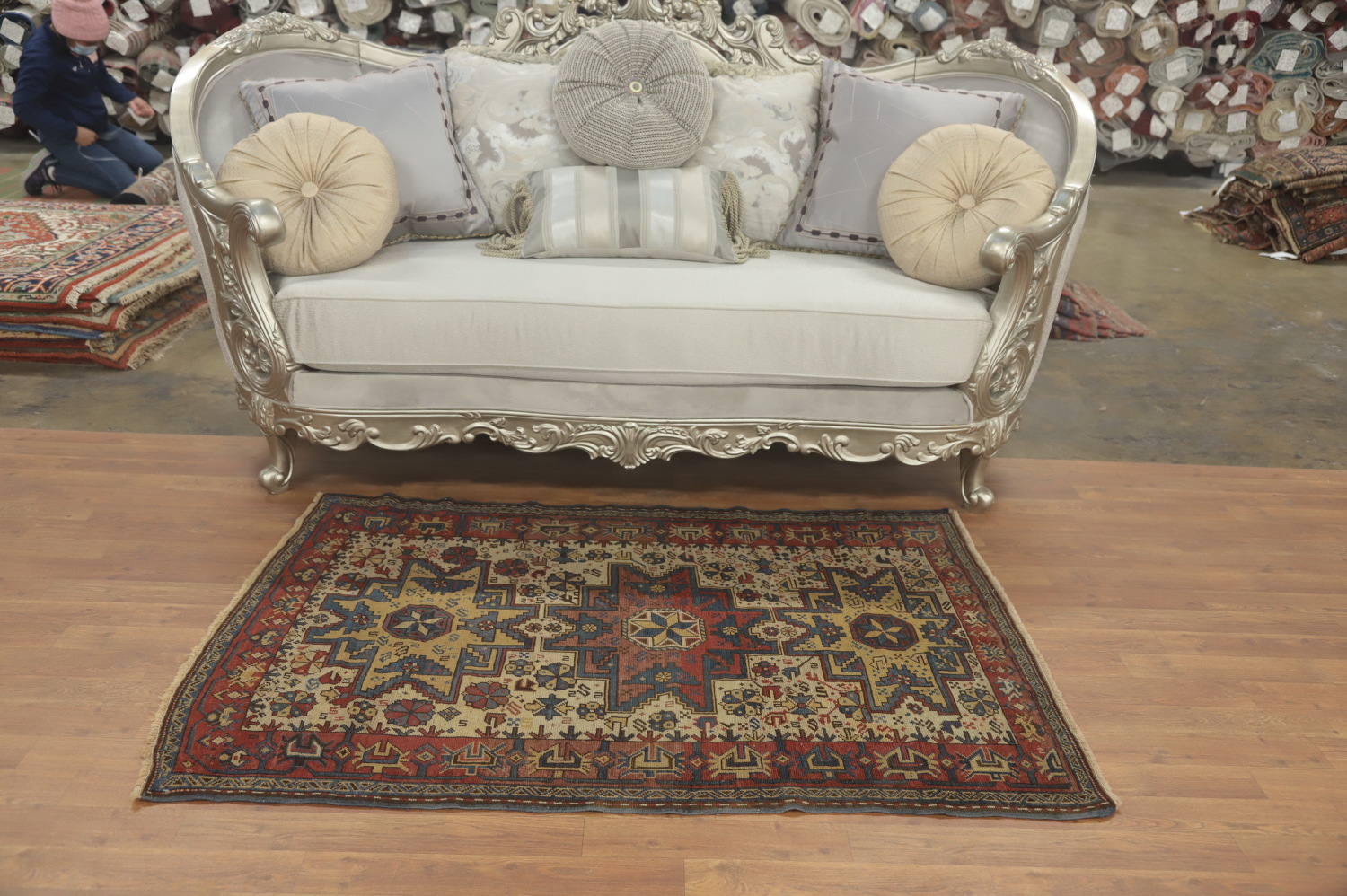 Pre-1900 Antique Kazak Vegetable Dye Rug 3x5