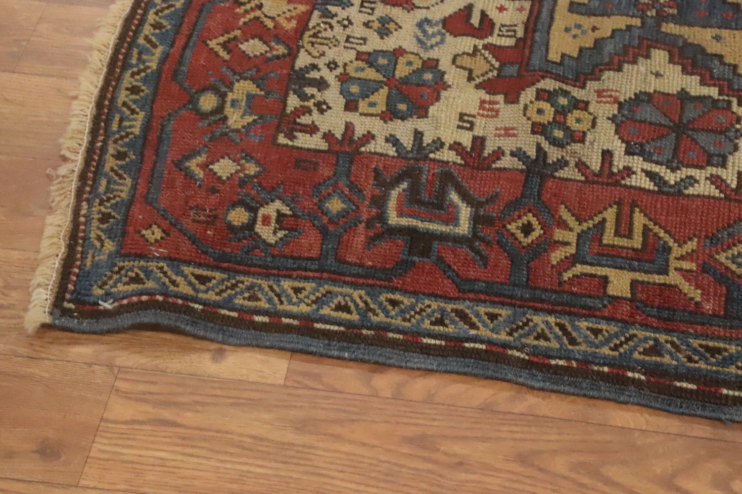 Pre-1900 Antique Kazak Vegetable Dye Rug 3x5