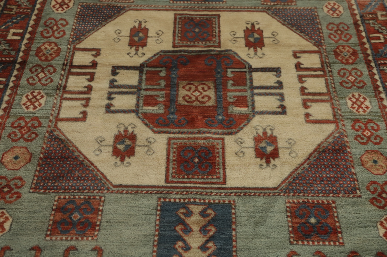 Pre-1900 Antique Kazak Vegetable Dye Area Rug 5x8