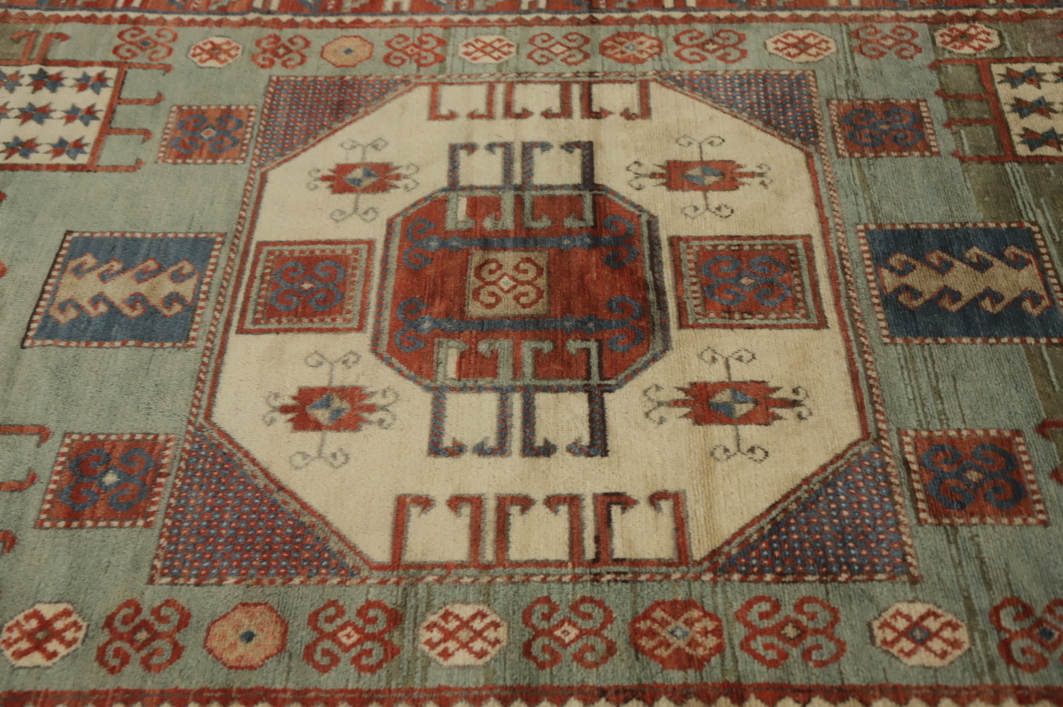 Pre-1900 Antique Kazak Vegetable Dye Area Rug 5x8