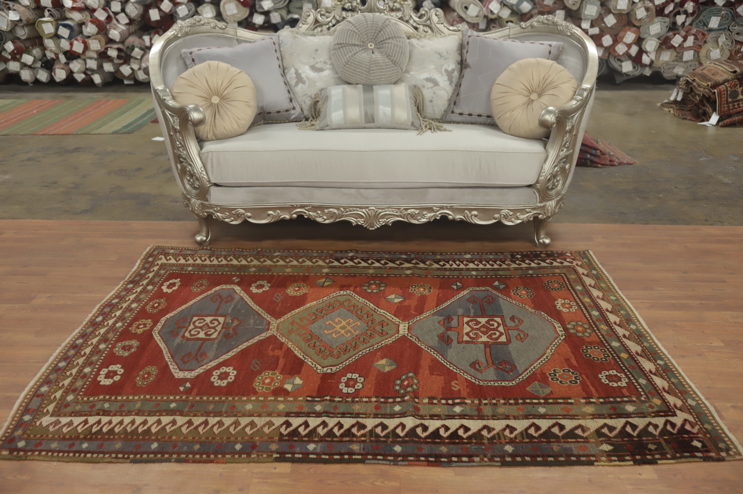 Pre-1900 Antique Kazak Vegetable Dye Rug 5x7
