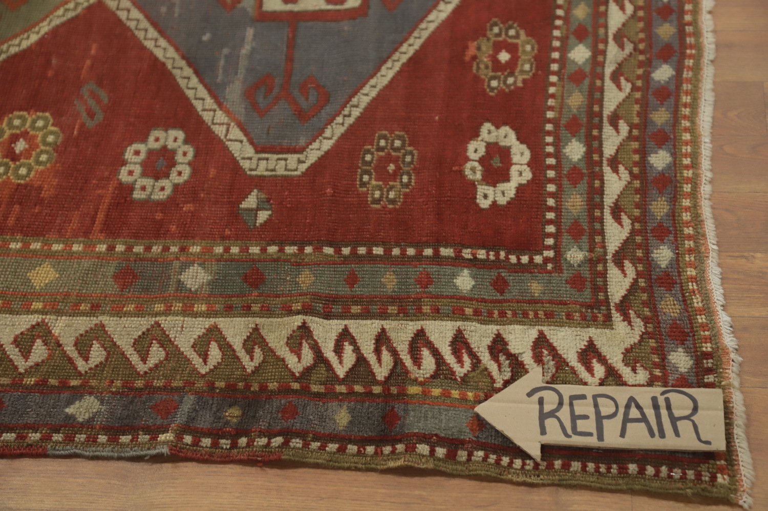 Pre-1900 Antique Kazak Vegetable Dye Rug 5x7