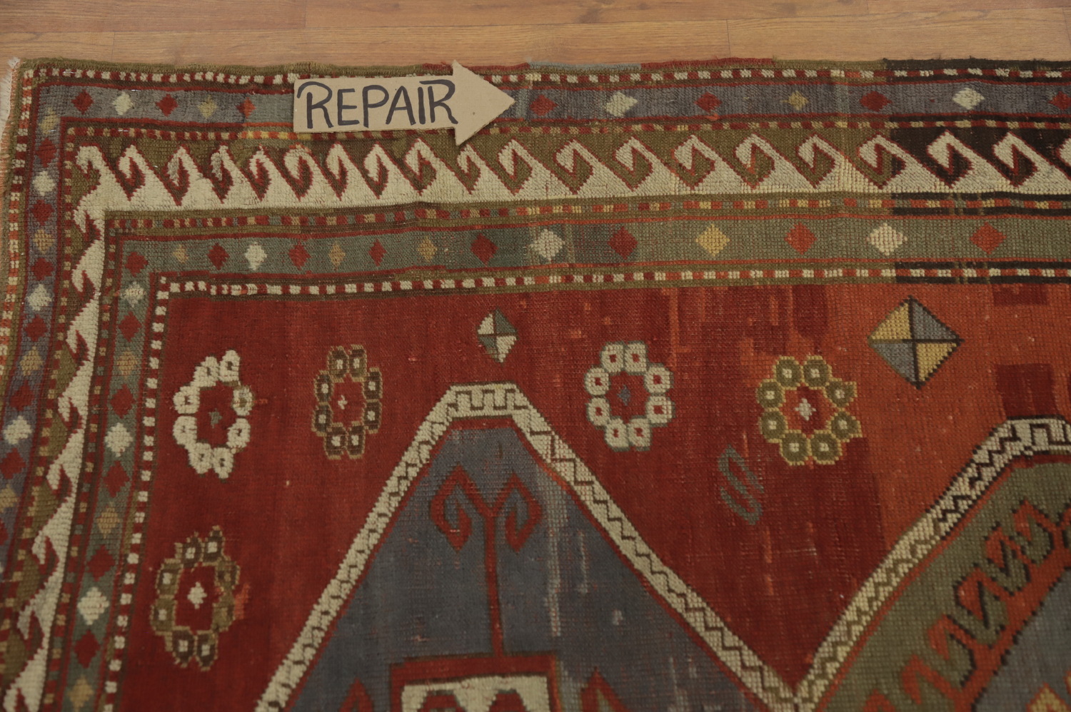 Pre-1900 Antique Kazak Vegetable Dye Rug 5x7