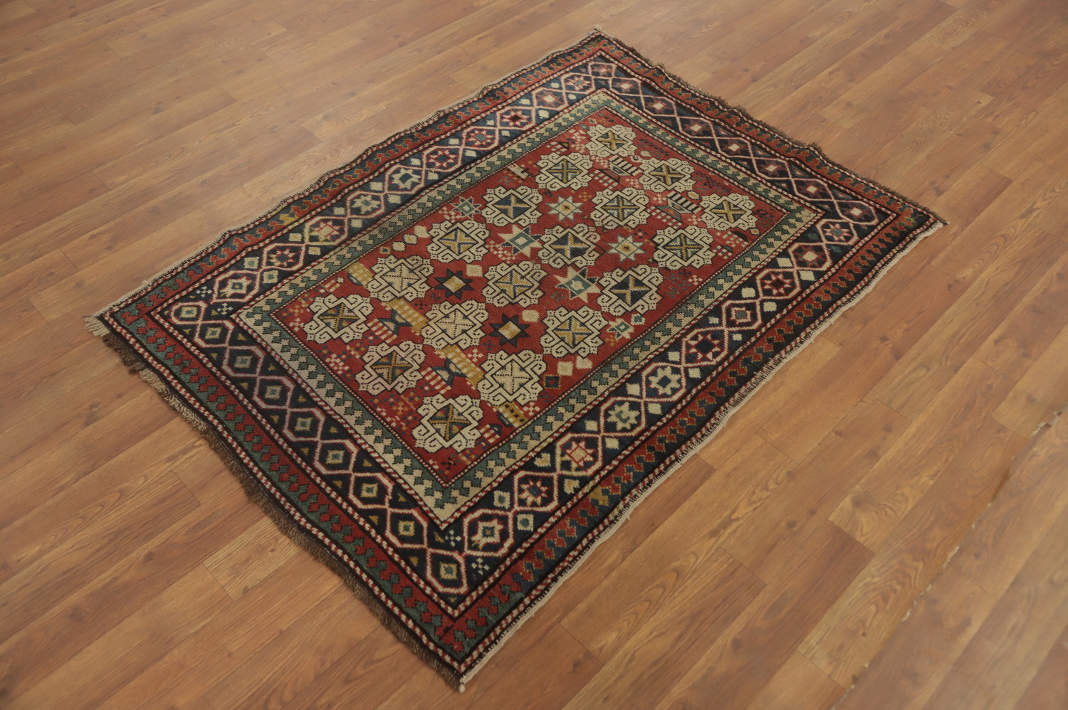 Pre-1900 Antique Vegetable Dye Kazak Oriental Rug 3x4