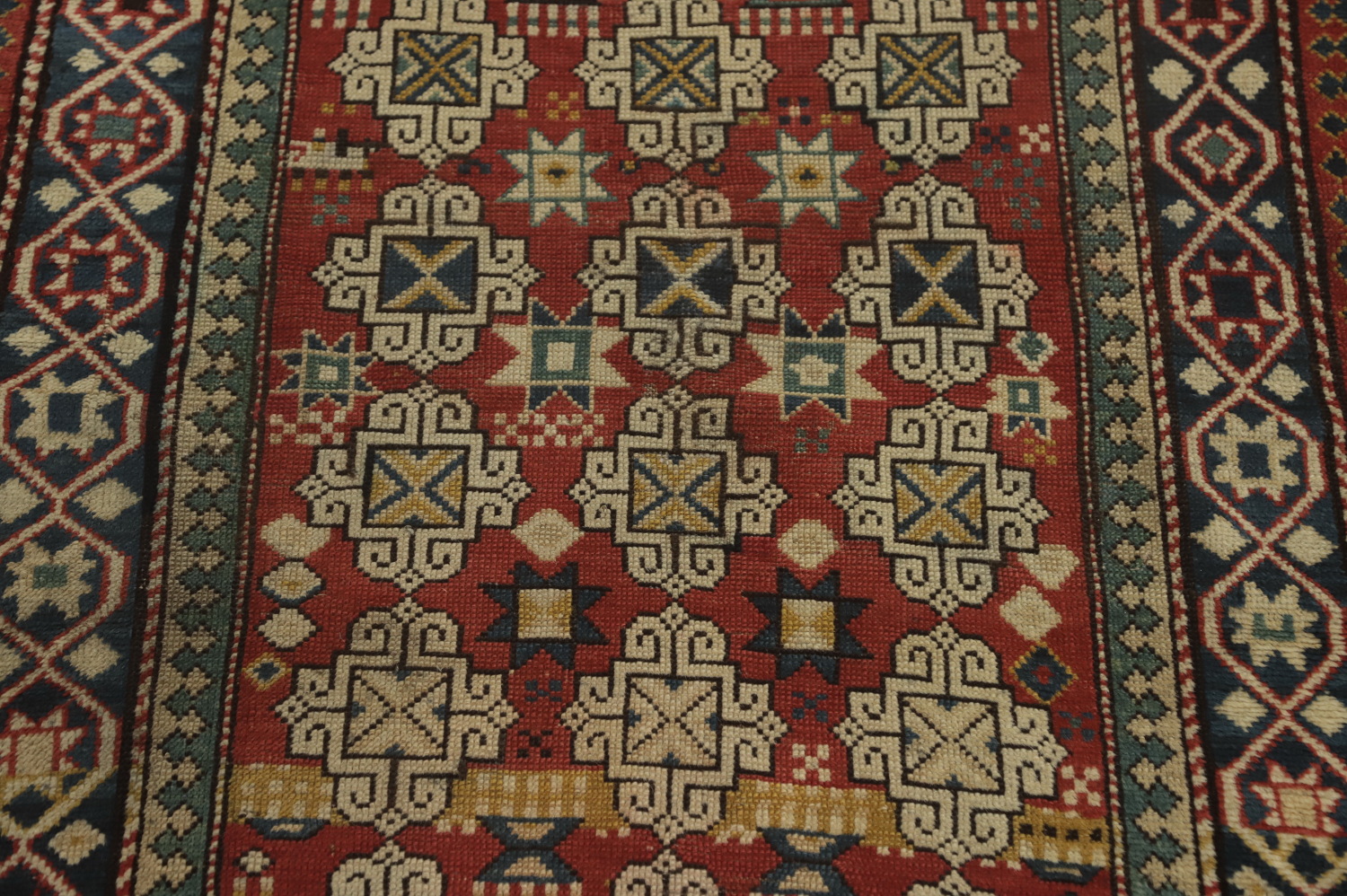 Pre-1900 Antique Vegetable Dye Kazak Oriental Rug 3x4