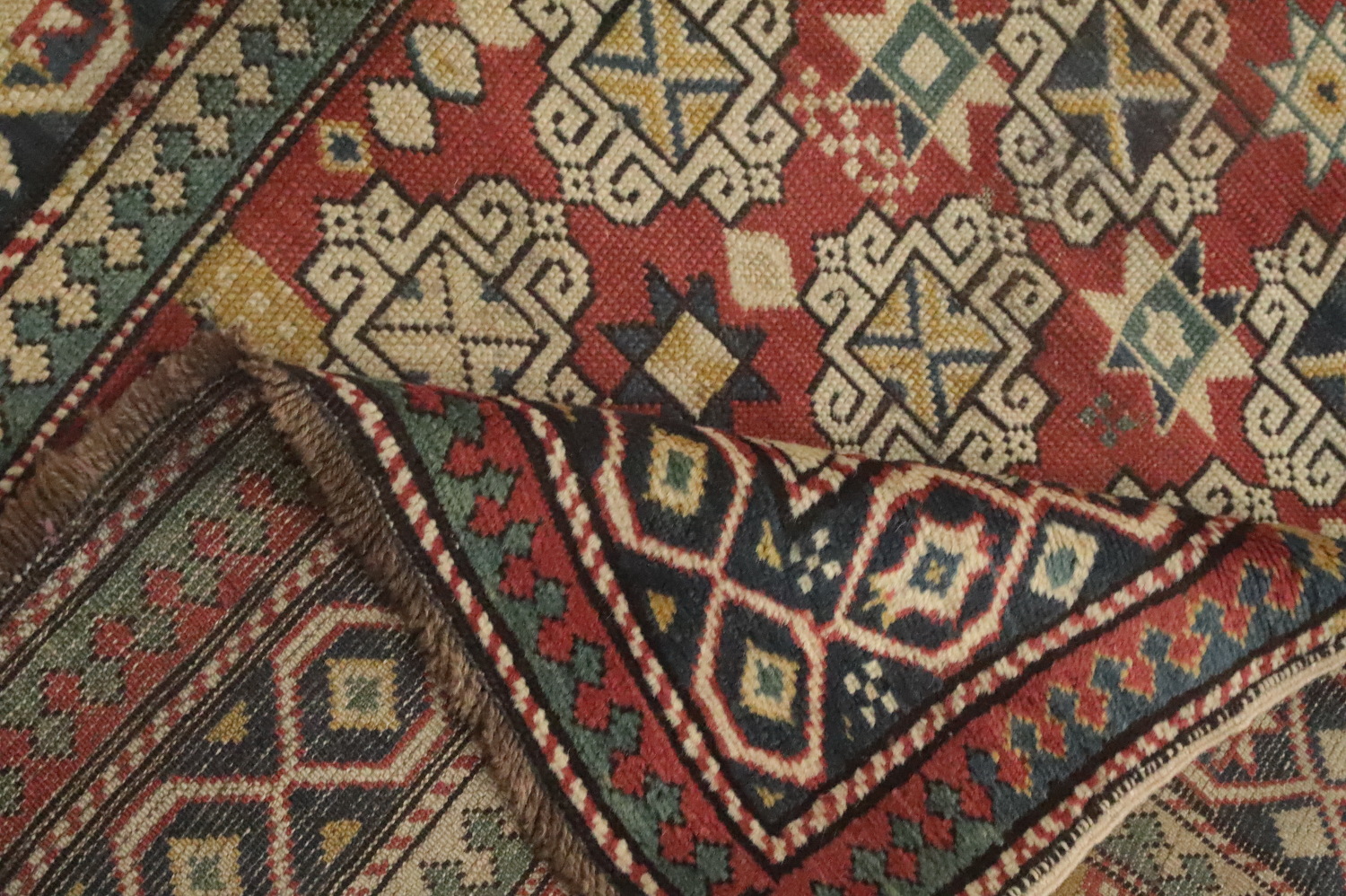 Pre-1900 Antique Vegetable Dye Kazak Oriental Rug 3x4