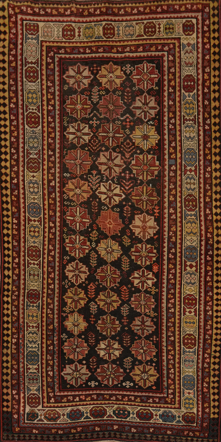 Pre-1900 Antique Vegetable Dye Kazak Oriental Rug 4x8